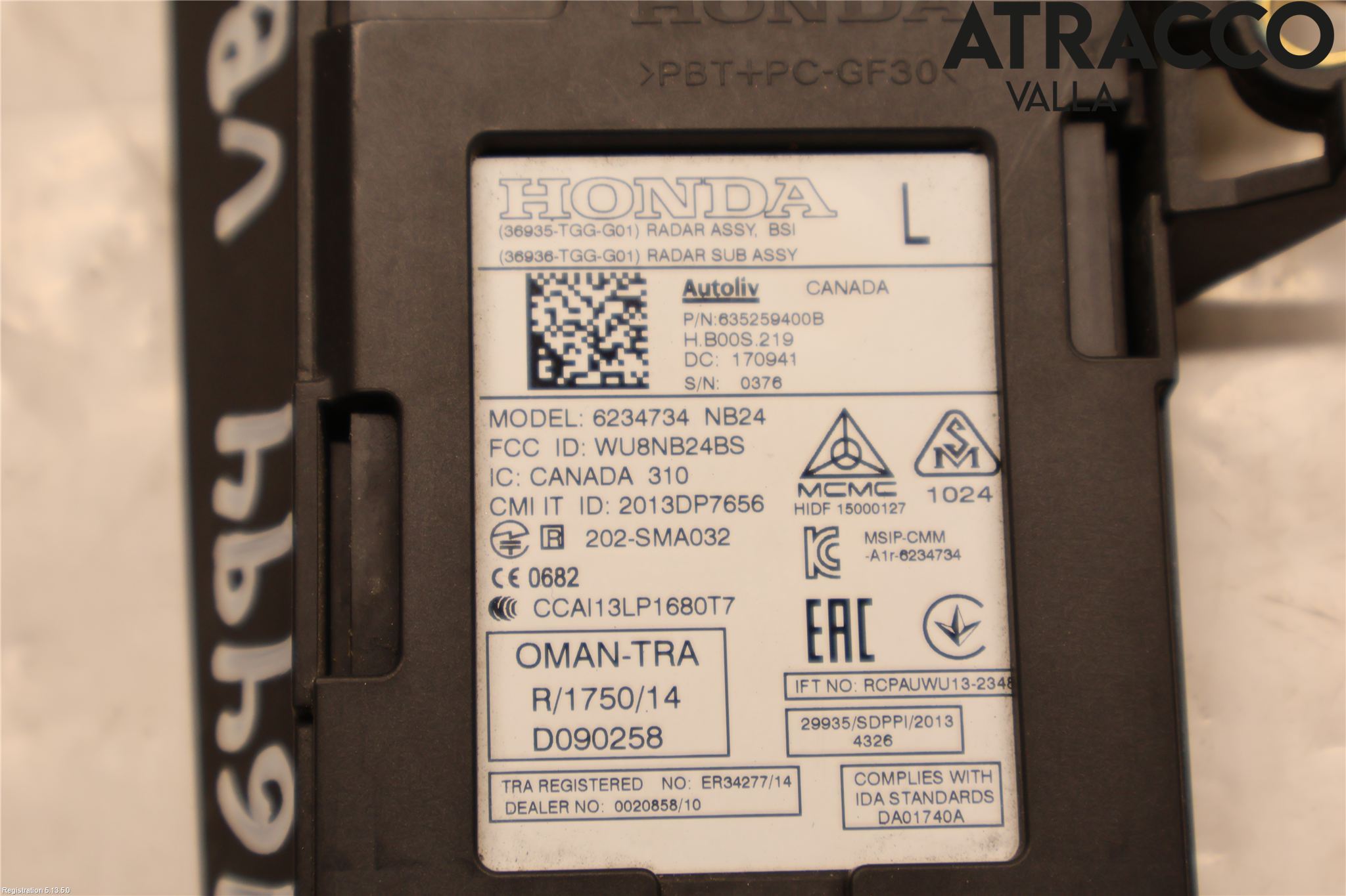 Honda CIVIC 17-22 Sensor Kollisjonsbeskyttelse