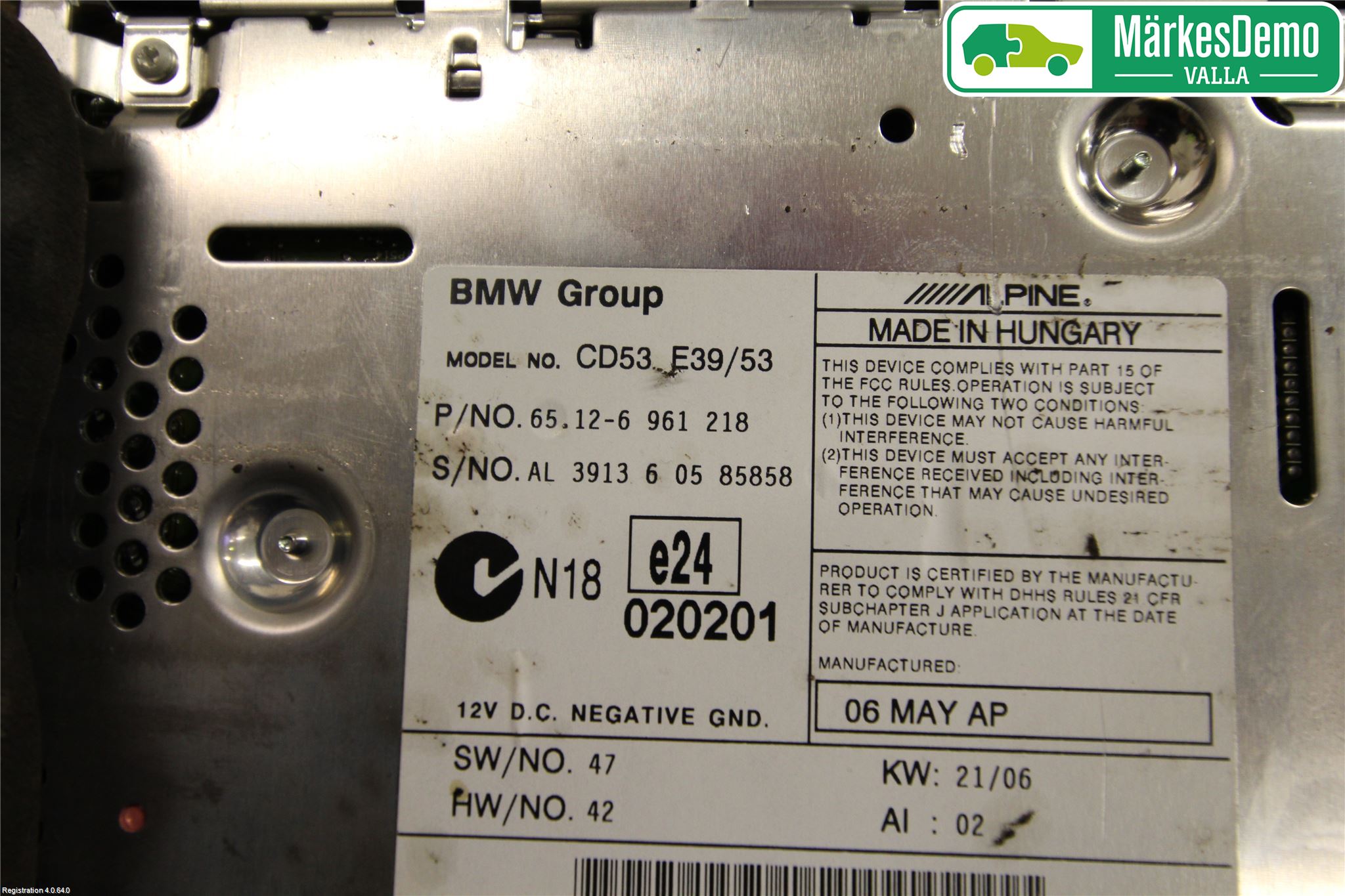 BMW X5 E53     99-06 Stereo Radio Med Cd