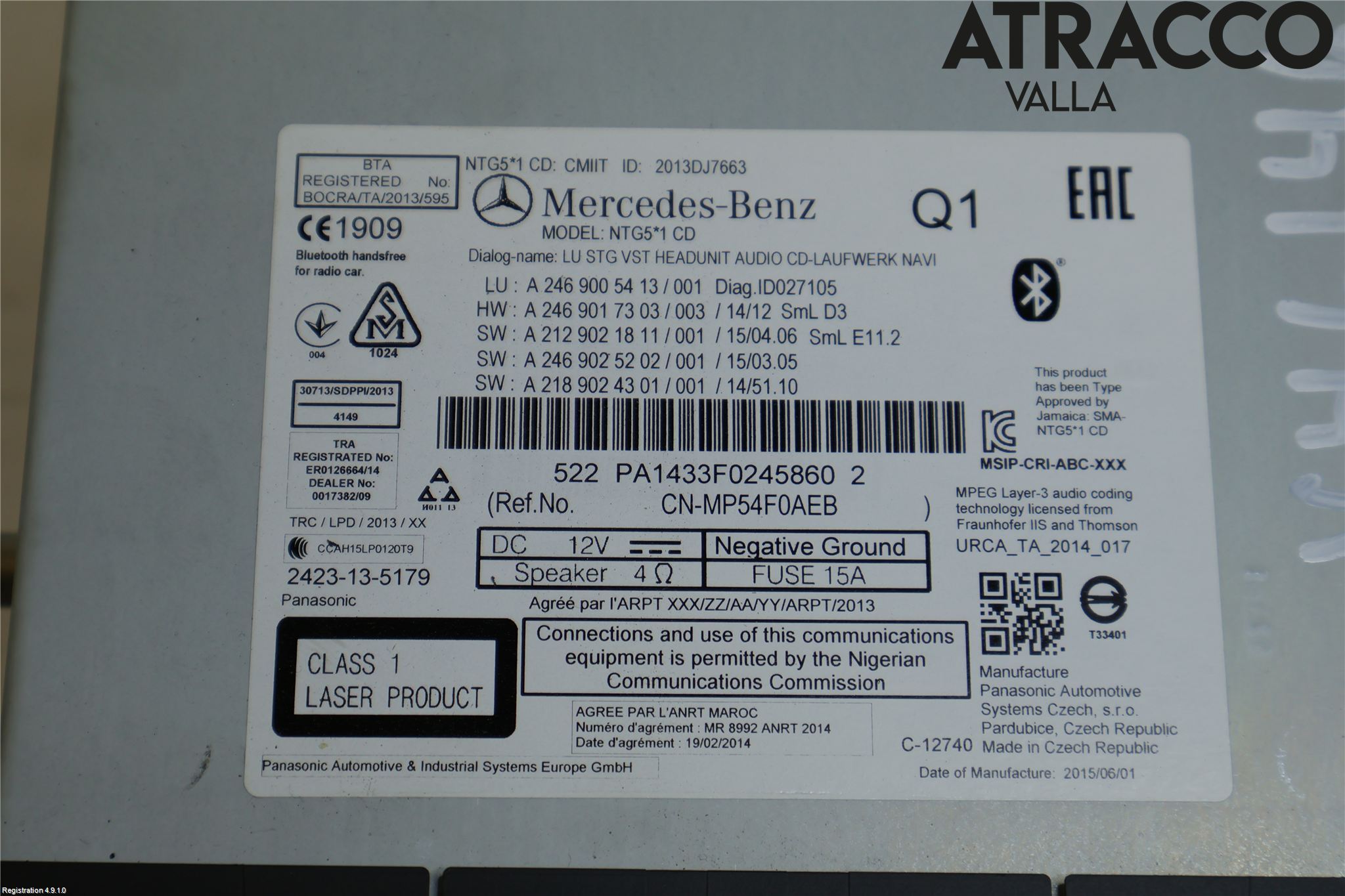 Mercedes-Benz MB B-KLASS (W246/W242) 12-19 Stereo Radio Med Cd