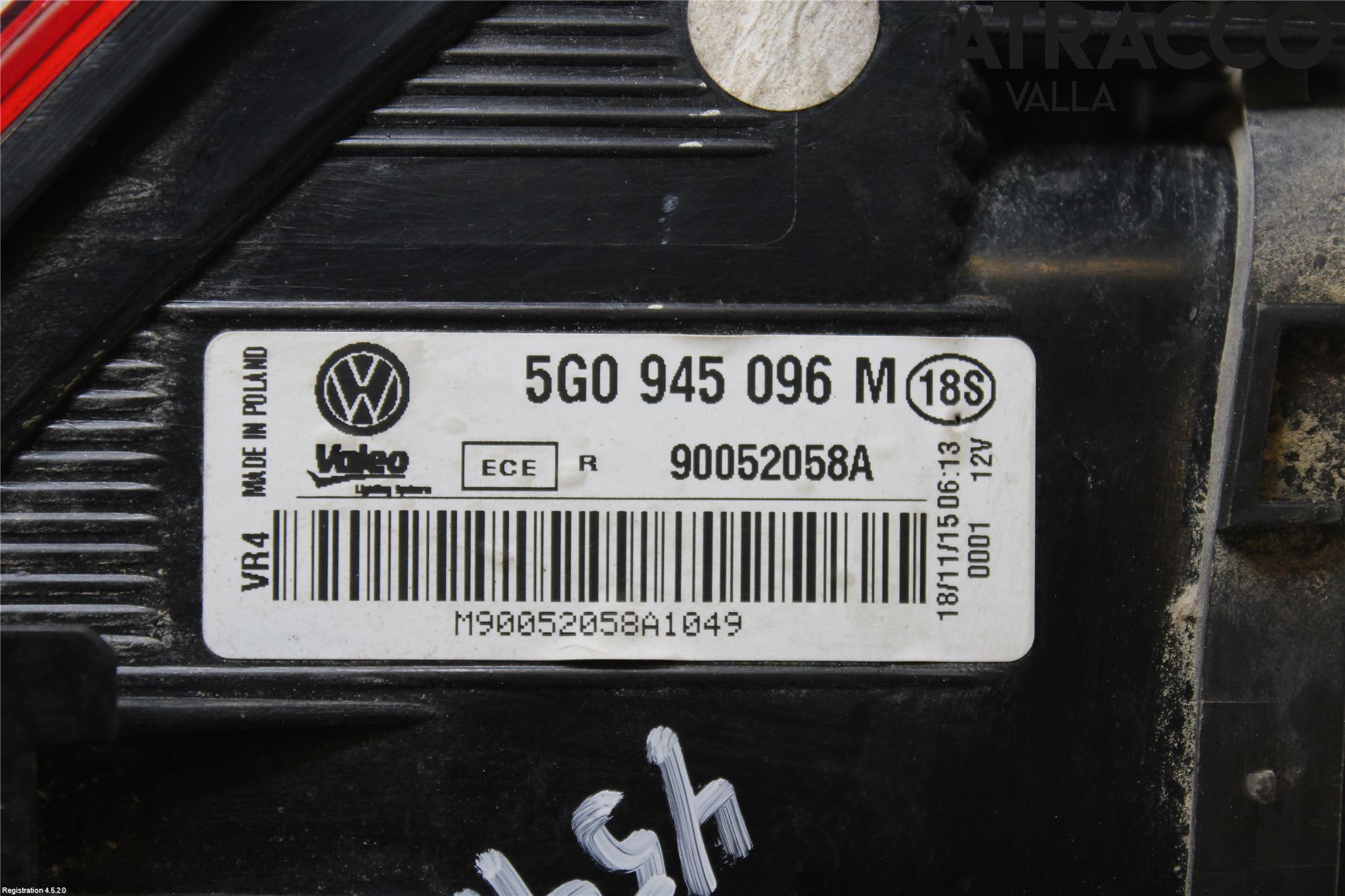 Volkswagen VW GOLF / E-GOLF VII 13-20 Baklykt Høyre
