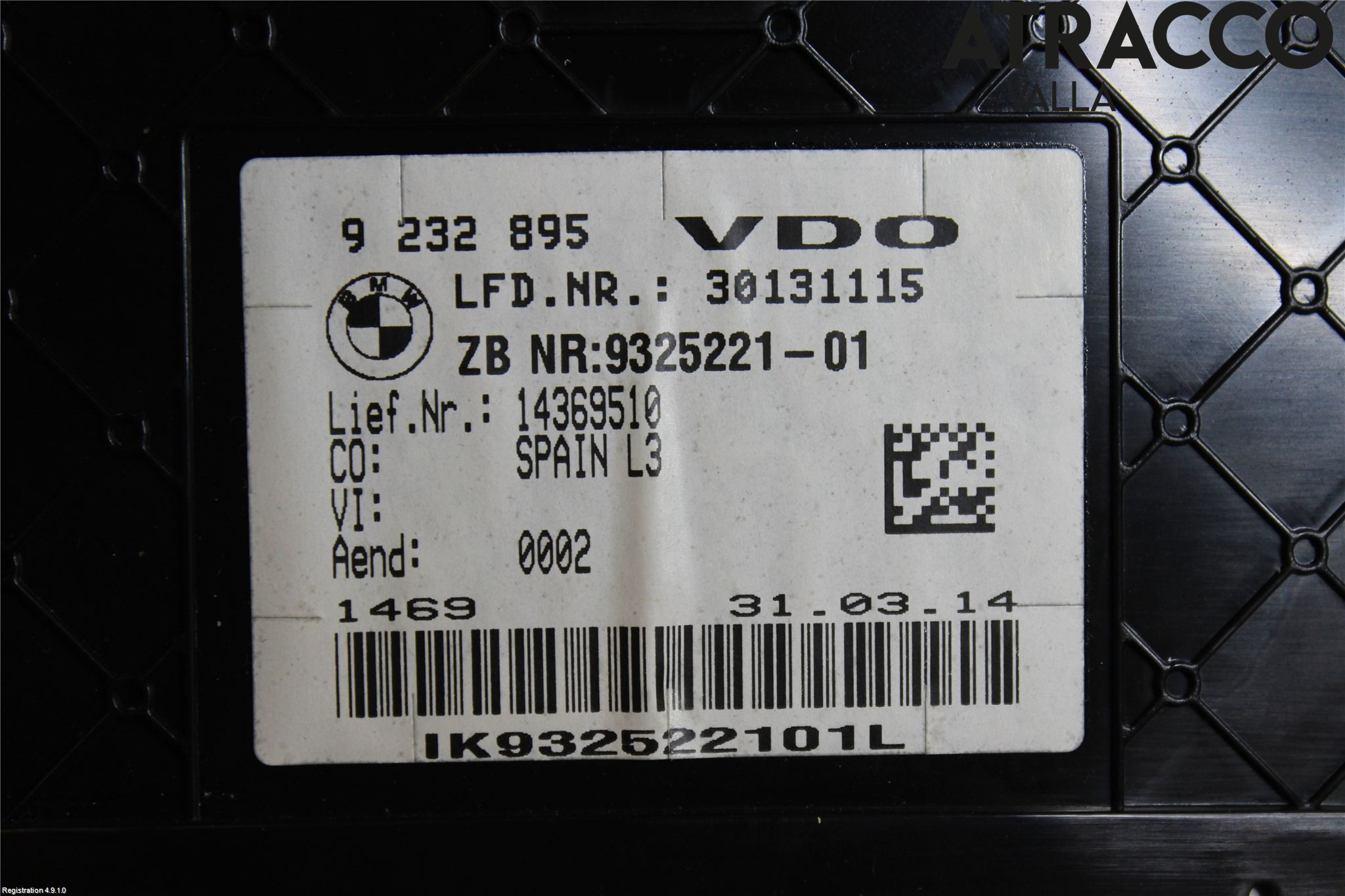 BMW 3 F30/F31/F80 12-19 Instr Kombinert