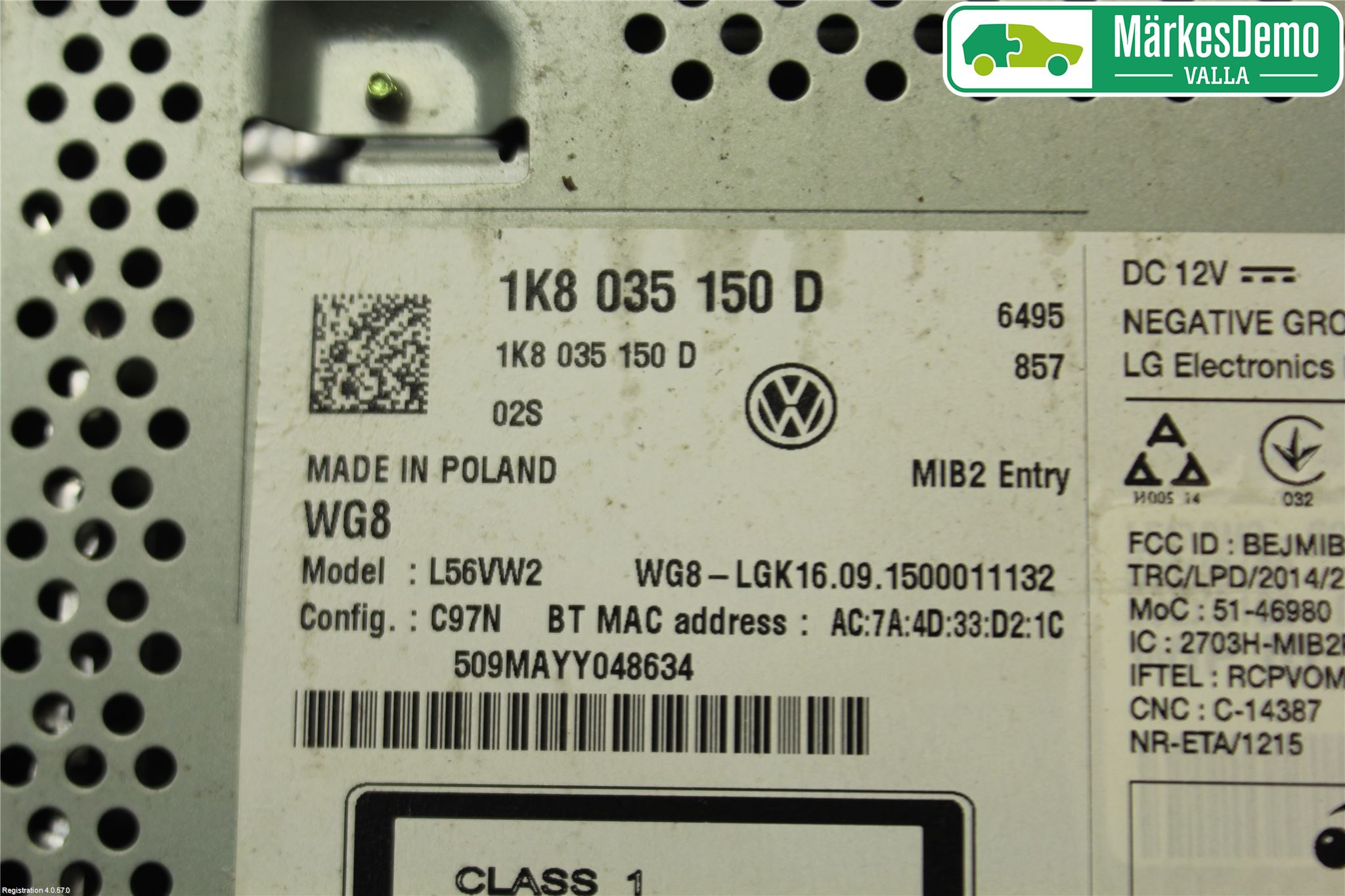 Volkswagen VW CADDY 16-20 Stereo Radio Med Cd