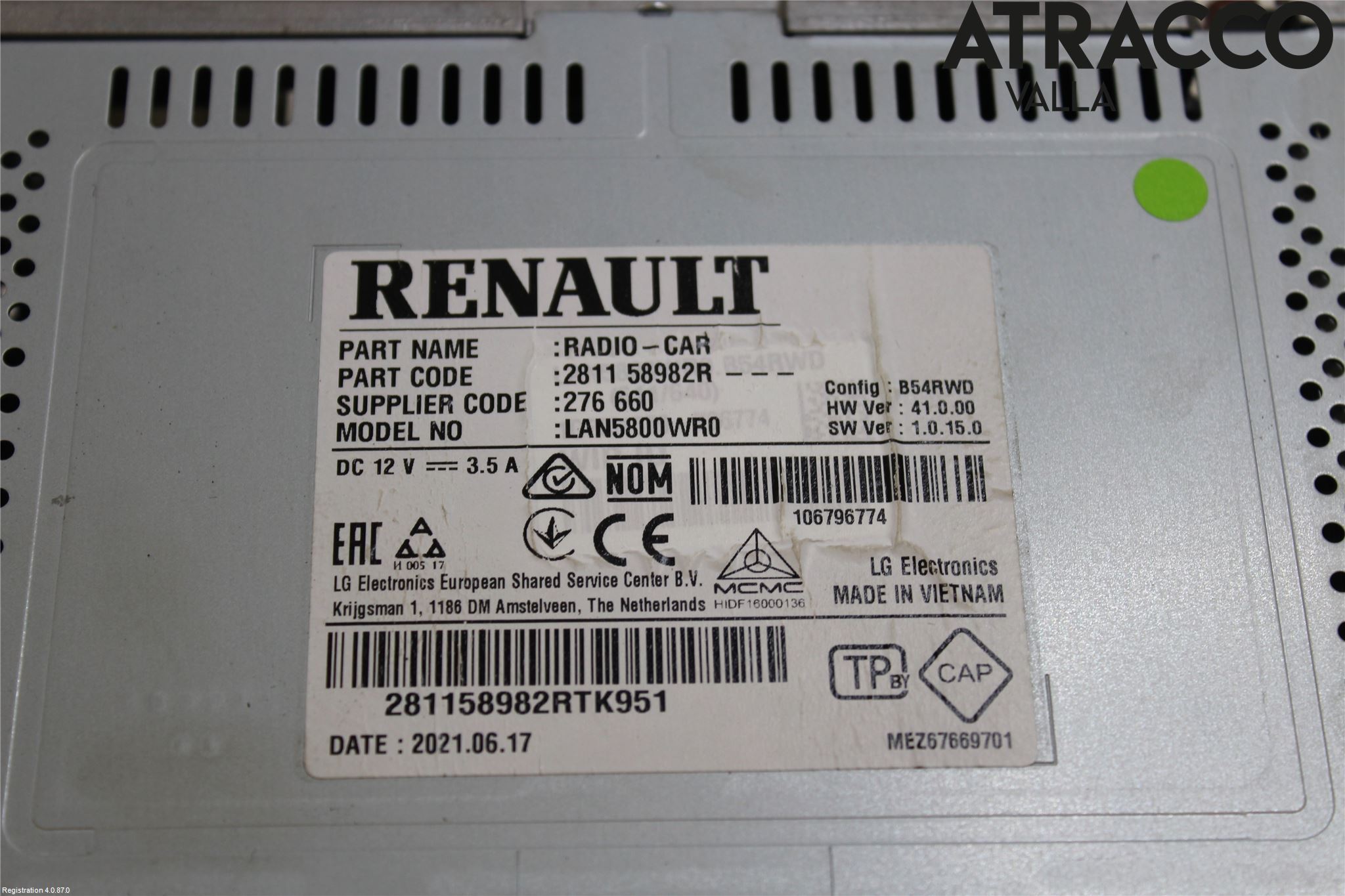 Renault TRAFIC/E-TECH 15- Stereo Radio Med Cd