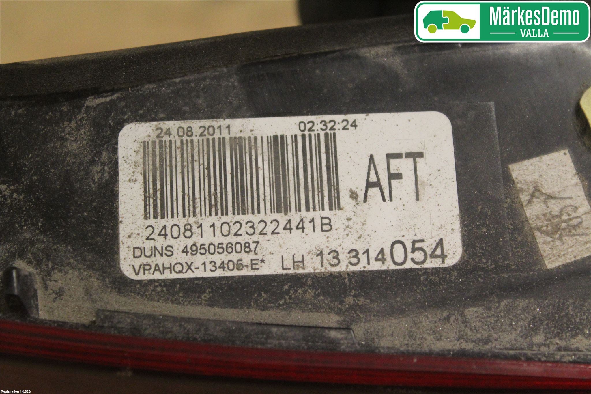 Opel ASTRA J 10-15 Baklykt Venstre  På Luke(Indre
