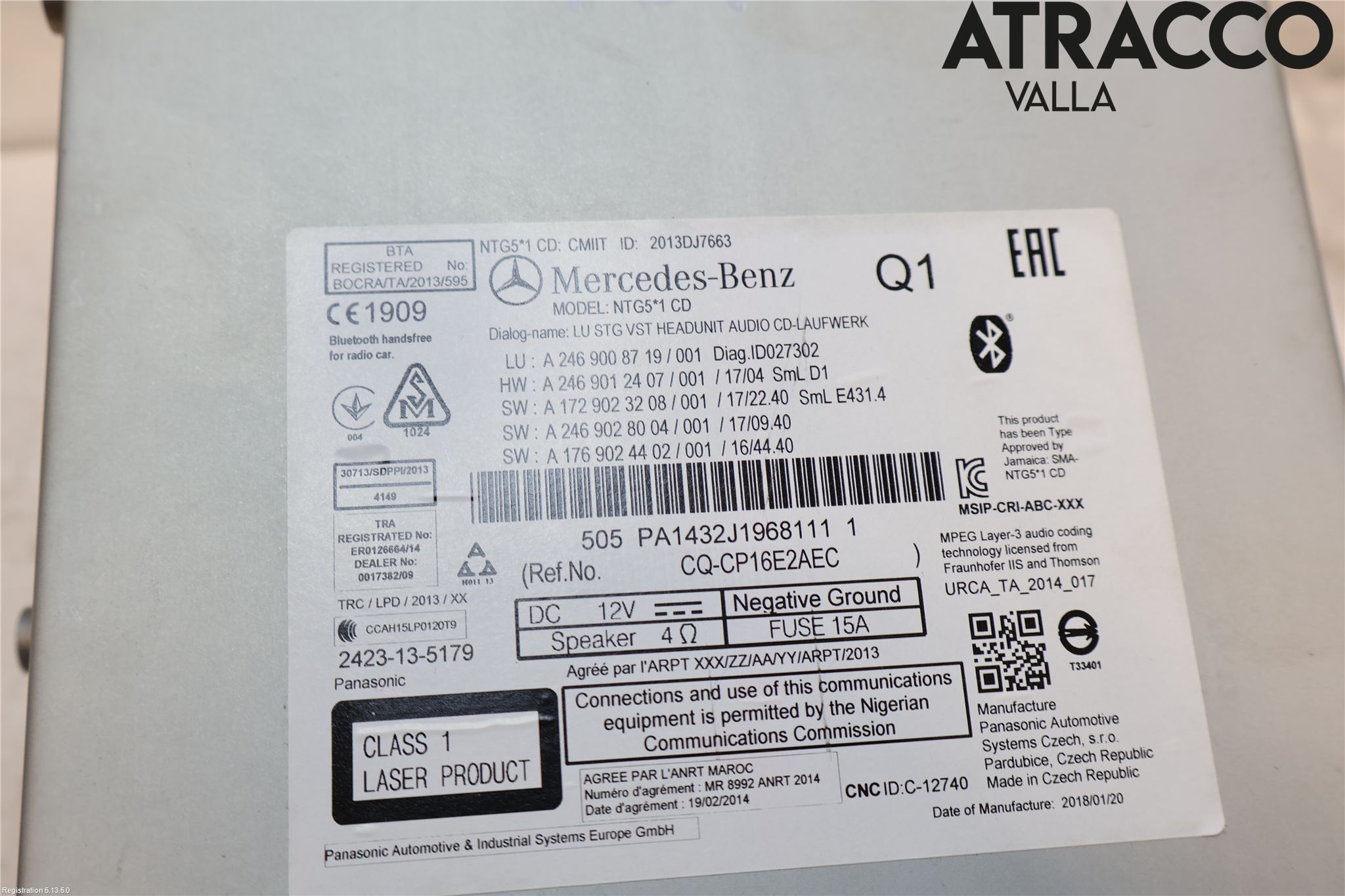 Mercedes-Benz MB CLA-KLASS (C117/X117) 13-19 Stereo Radio Med Cd