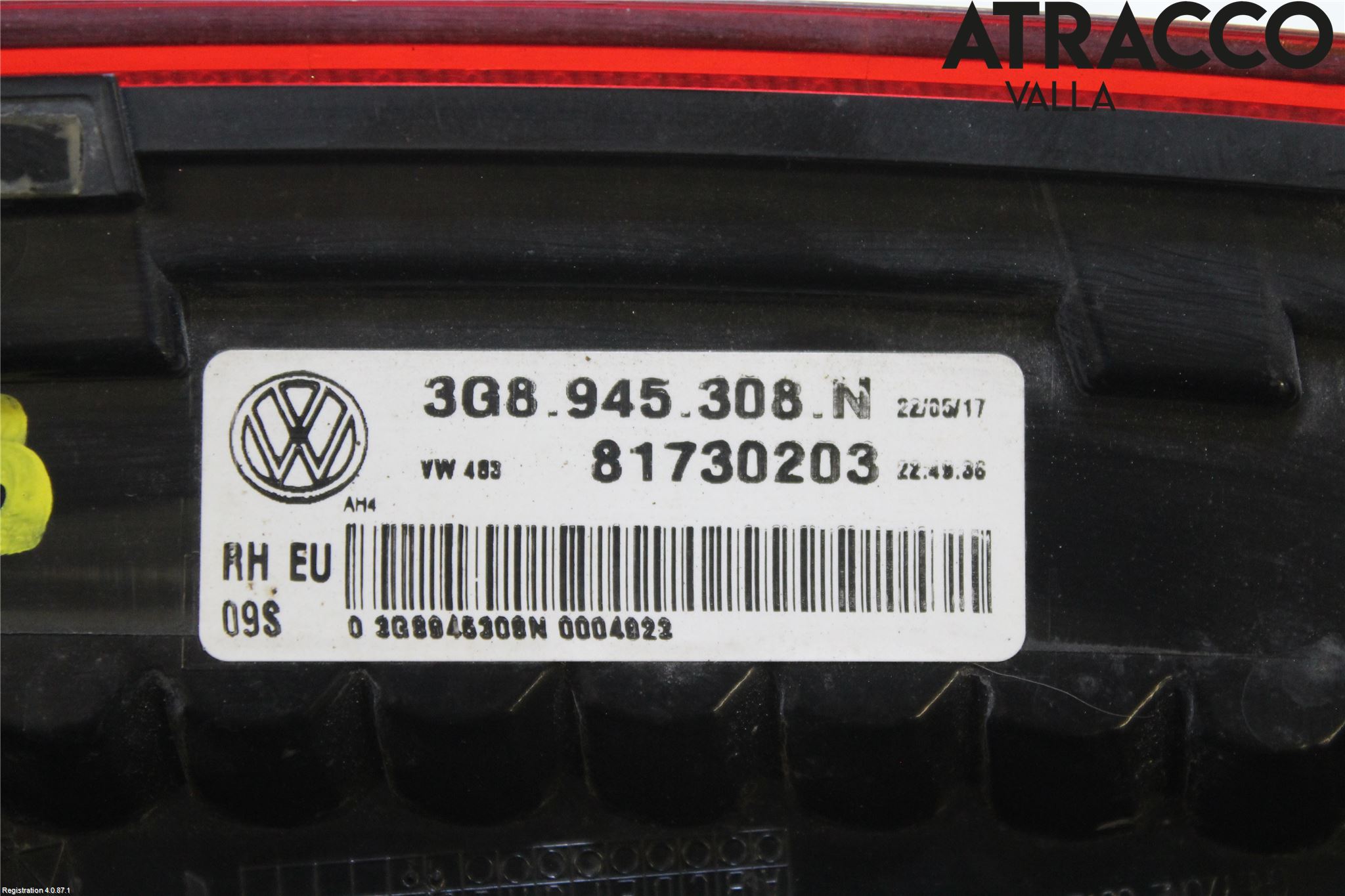 Volkswagen VW ARTEON 17- Baklykt Høyre  På Luke(Indre)