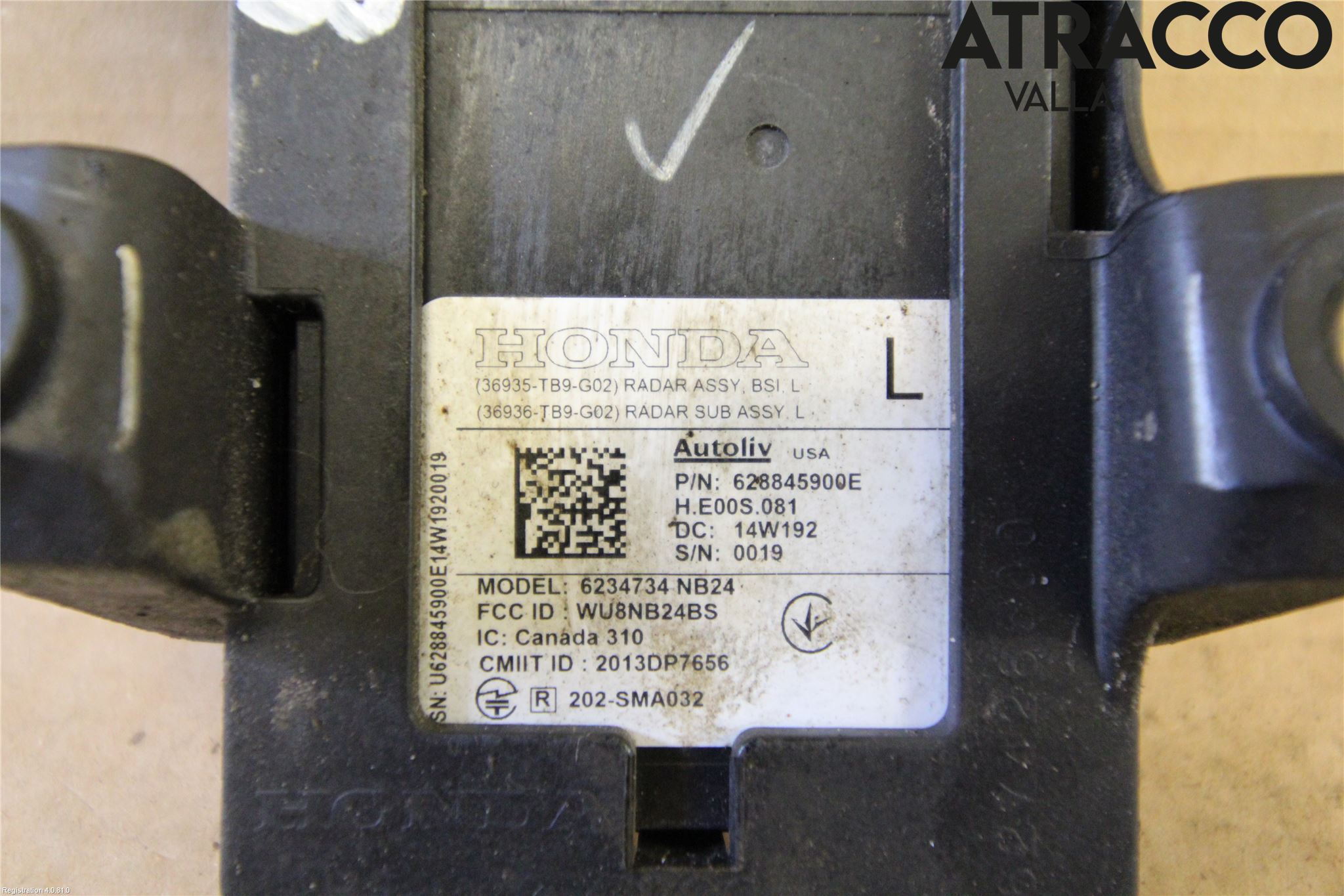 Honda CIVIC 12-16 Sensor Kollisjonsbeskyttelse