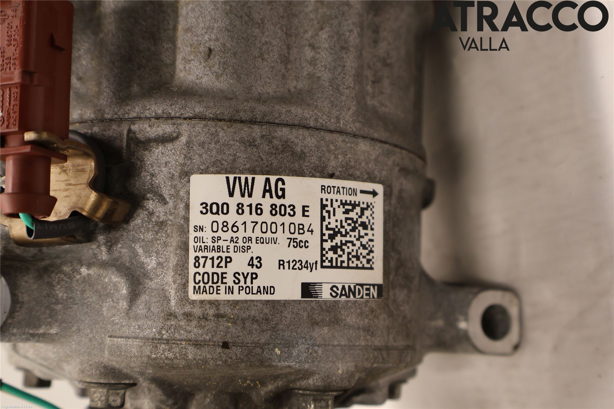 Volkswagen VW GOLF / E-GOLF VII 13-20 Varme Ac Kompressor