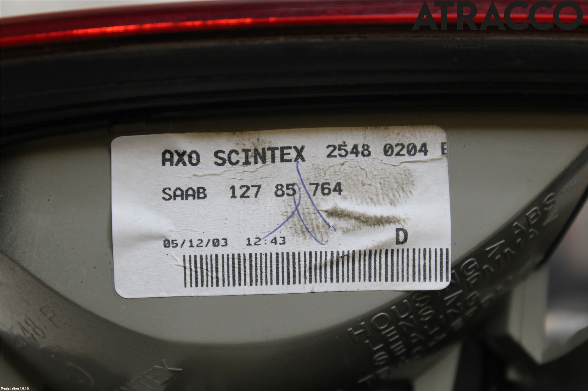 Saab 9-3 VER 2 Baklykt Høyre  På Luke(Indre)