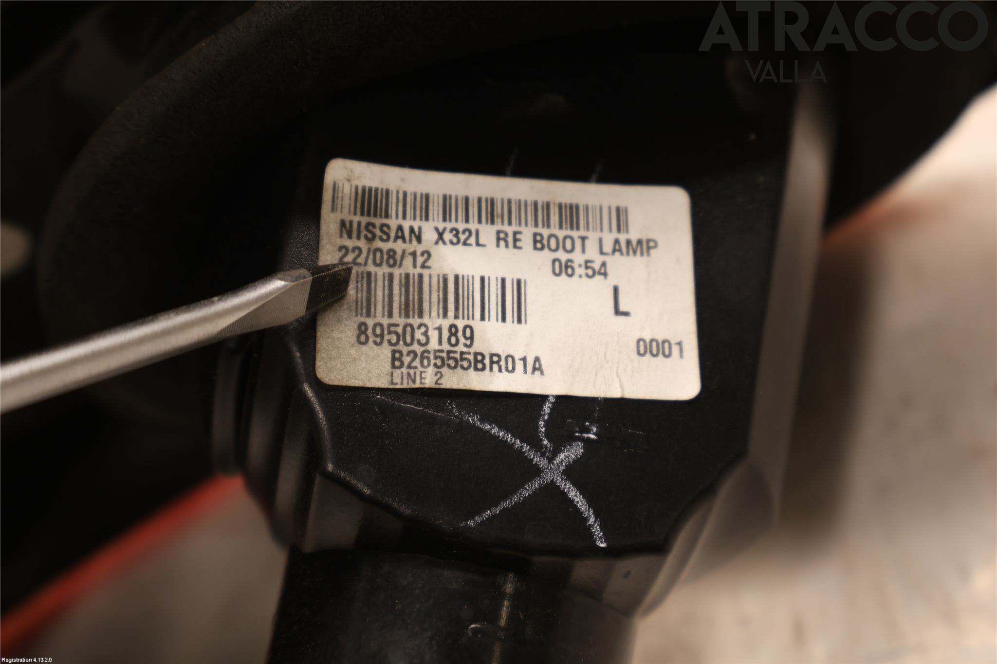 Nissan QASHQAI 10-14 Baklykt Venstre  På Luke(Indre