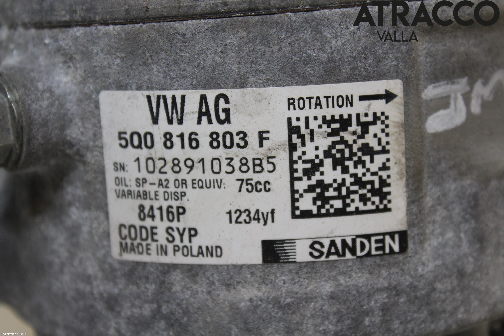 Volkswagen VW GOLF / E-GOLF VII 13-20 Varme Ac Kompressor