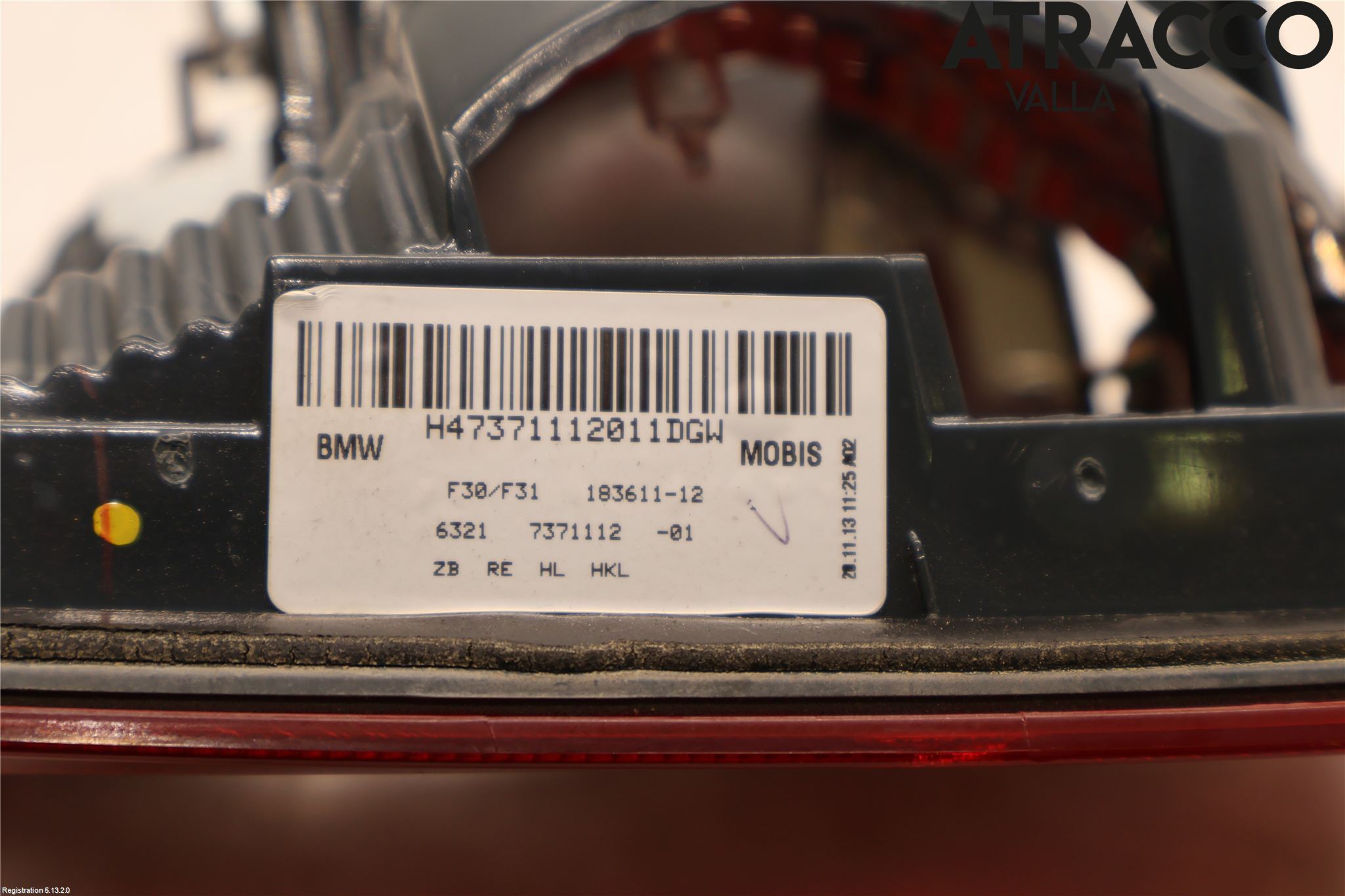BMW 3 F30/F31/F80 12-19 Baklykt Høyre  På Luke(Indre)