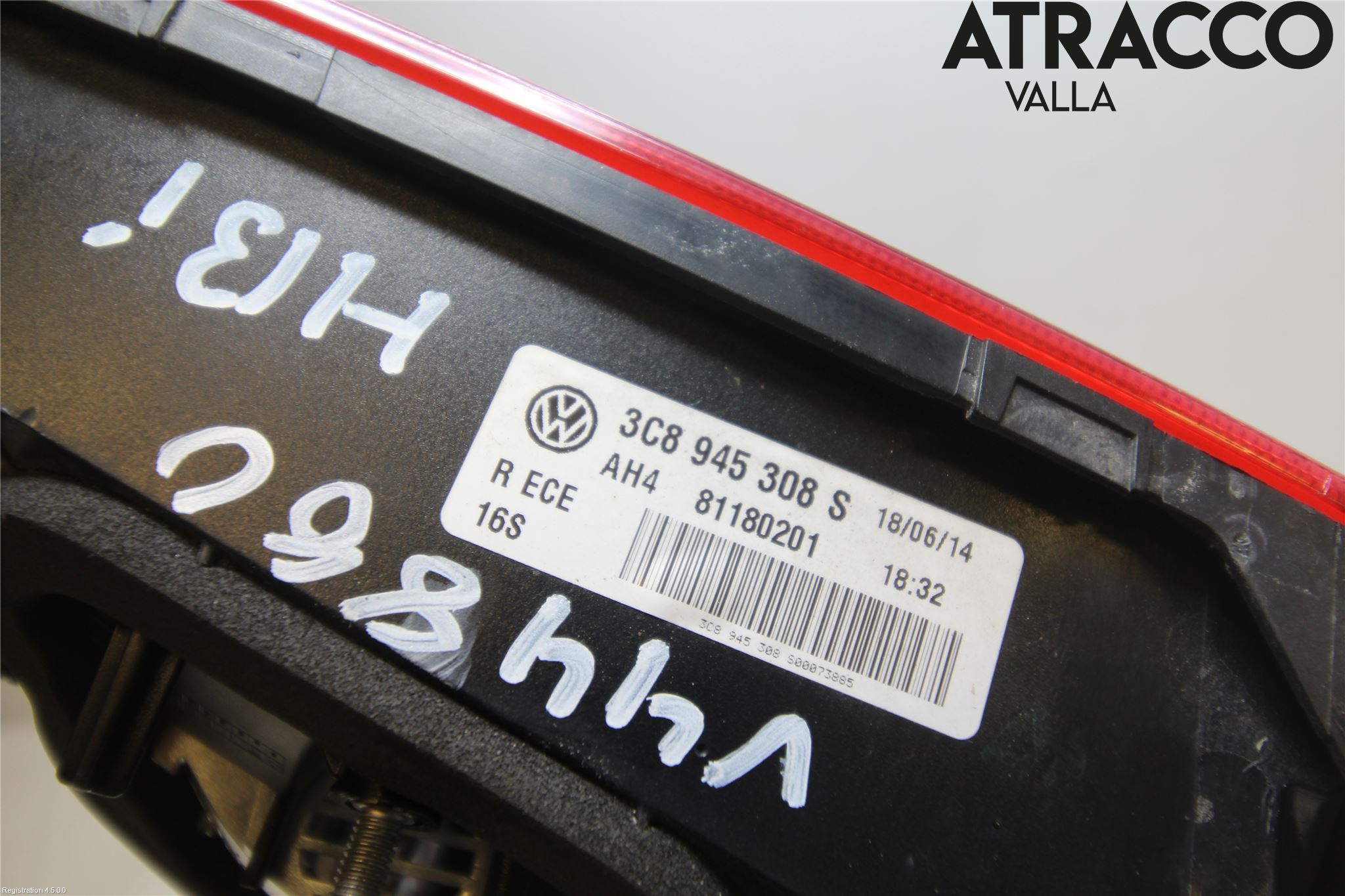 Volkswagen VW PASSAT CC 08-16 Baklykt Høyre  På Luke(Indre)