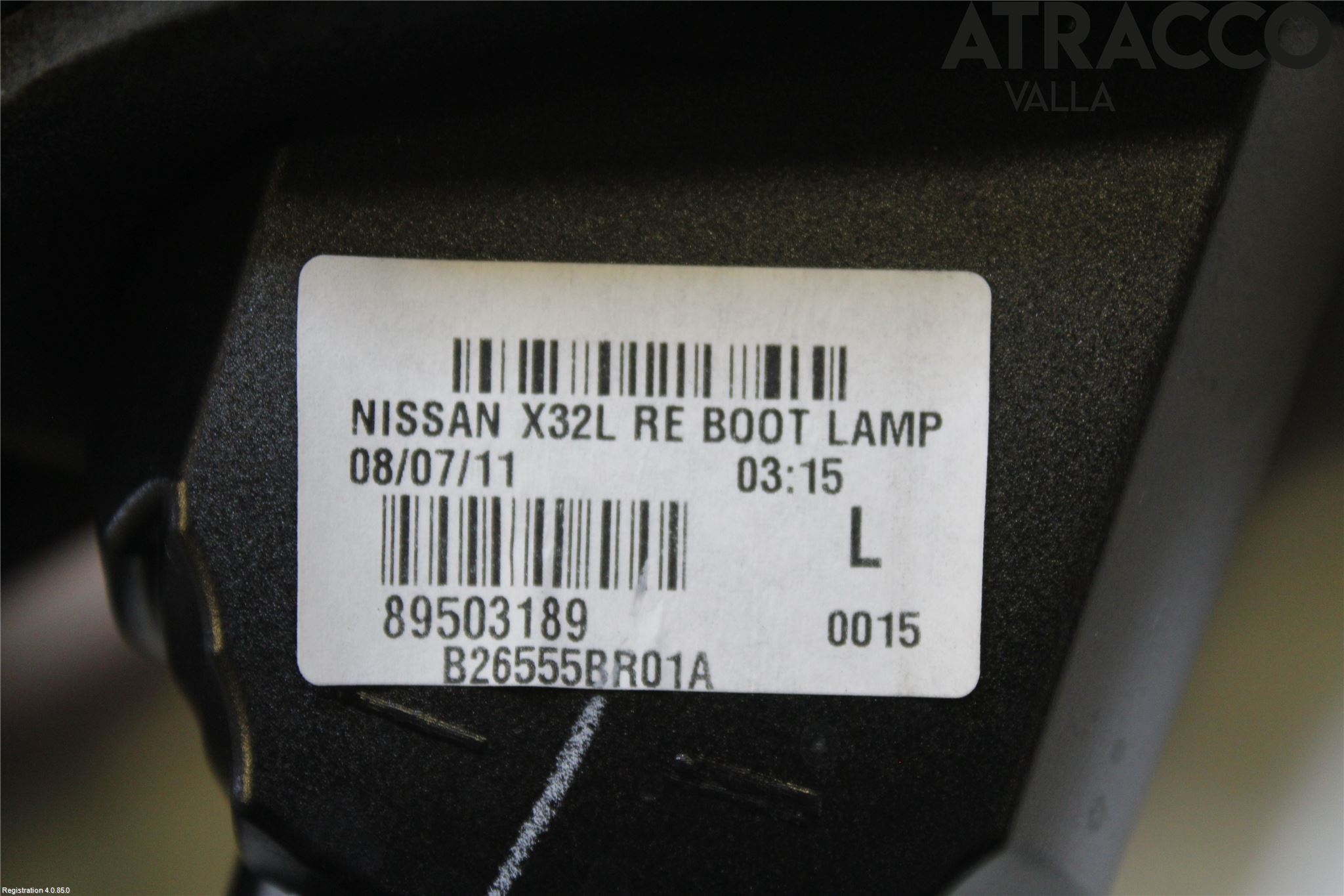 Nissan QASHQAI 10-14 Baklykt Venstre  På Luke(Indre