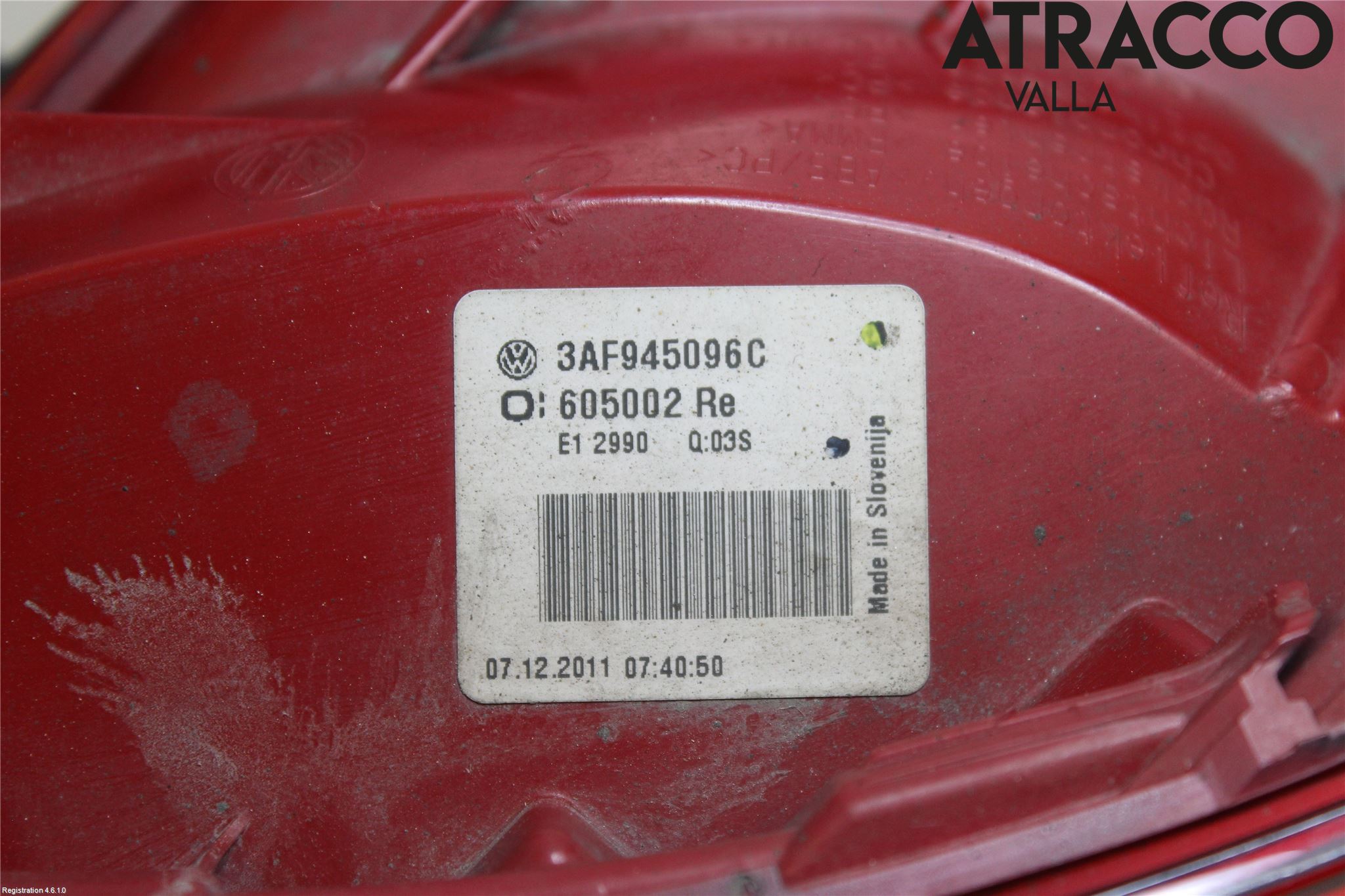 Volkswagen VW PASSAT 11-14 Baklykt Høyre