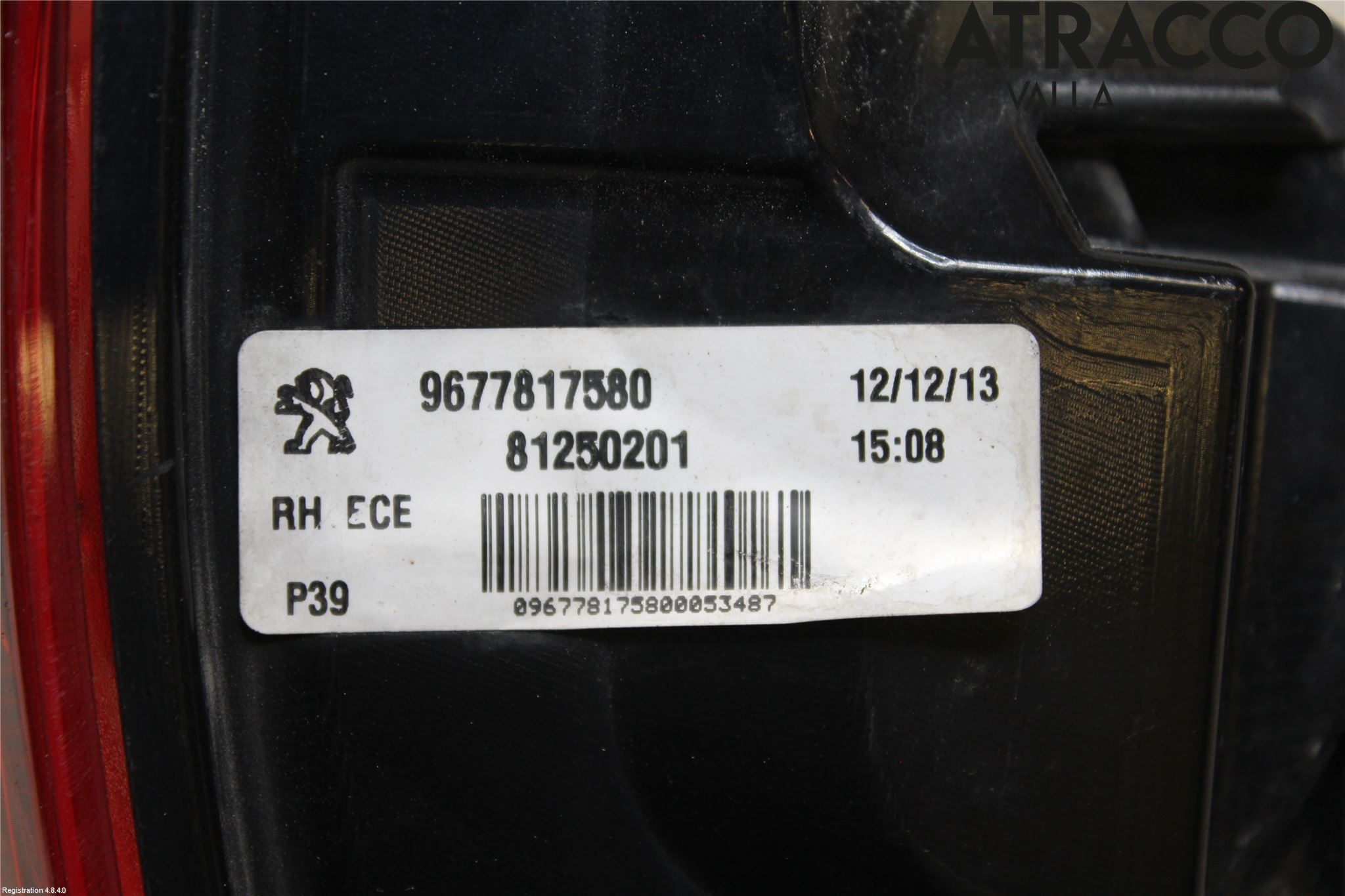 Peugeot 308 14-21 Baklykt Høyre