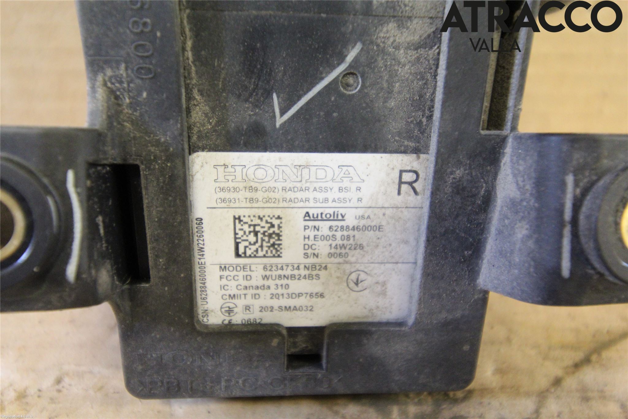 Honda CIVIC 12-16 Sensor Kollisjonsbeskyttelse