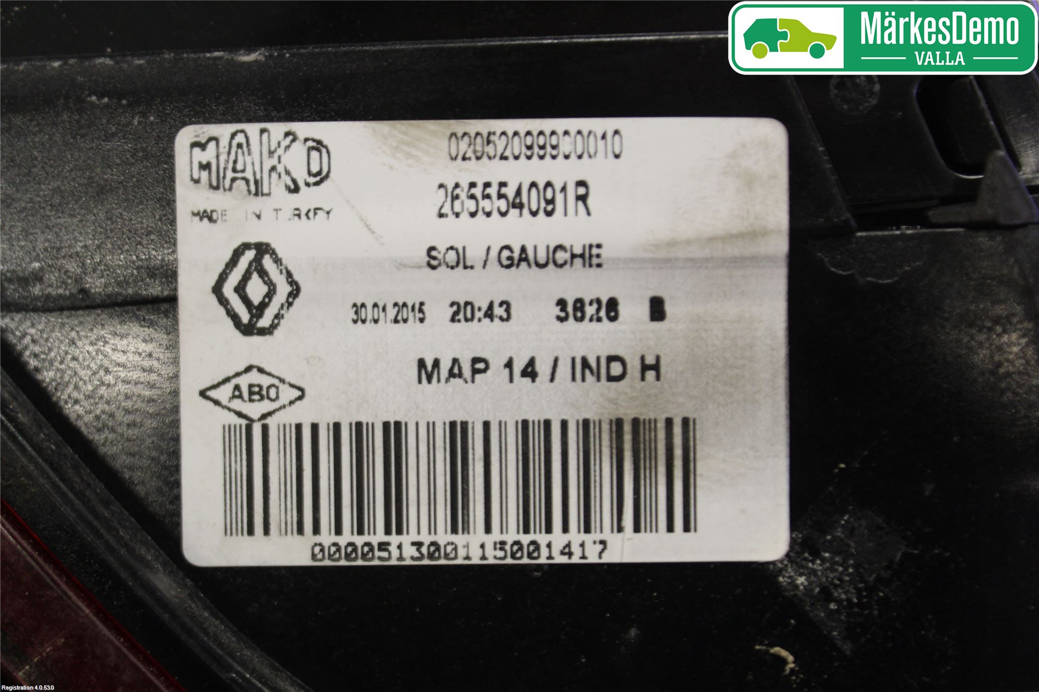 Renault CLIO IV 12-16 Baklykt Venstre