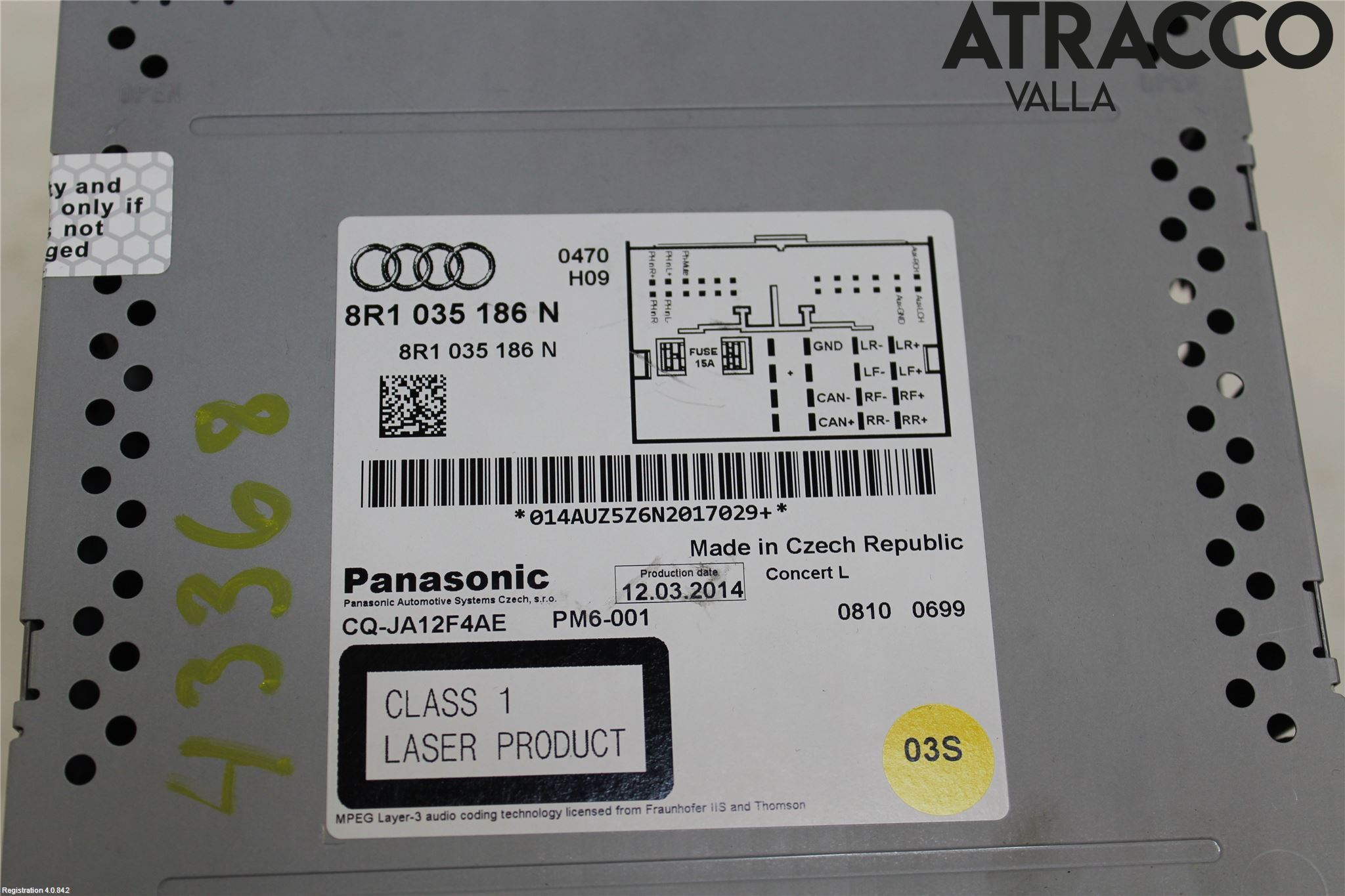 Audi A4 12-15 Stereo Radio Med Cd