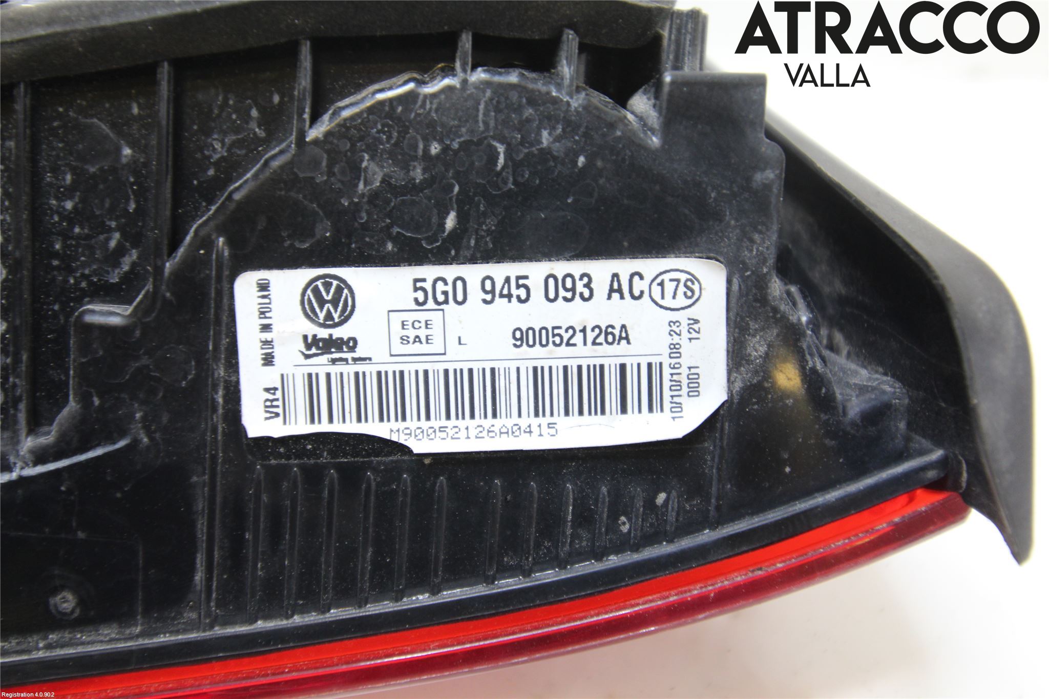 Volkswagen VW GOLF / E-GOLF VII 13-20 Baklykt Venstre  På Luke(Indre