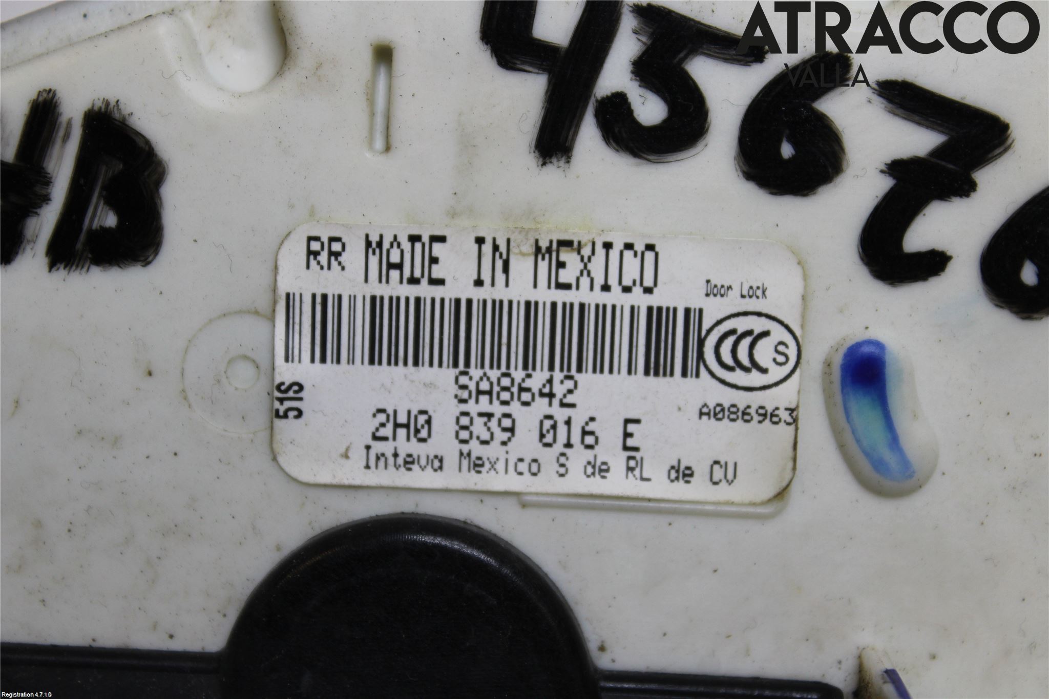 Volkswagen VW AMAROK 2H 10-22 Dørlås - Låsekasse