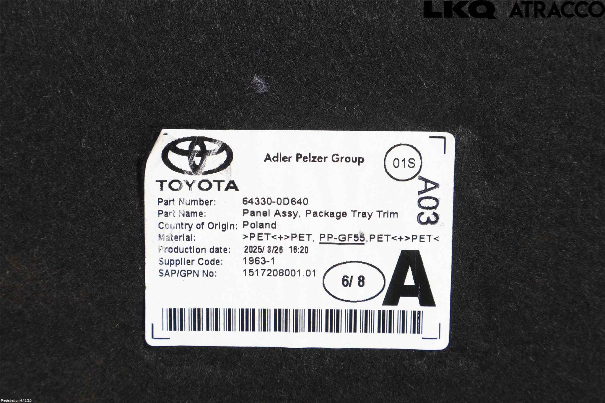 Toyota YARIS XP21 20- Innr Hattehylle