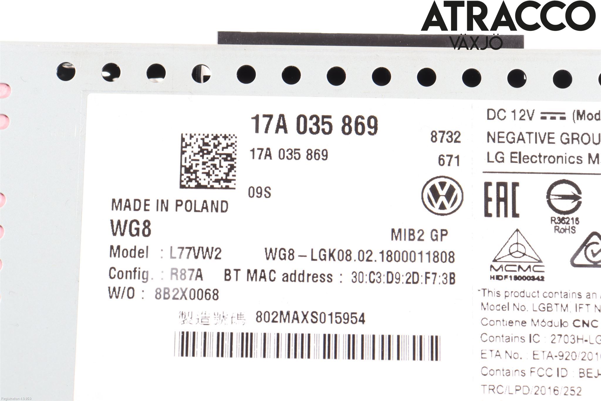 Volkswagen VW POLO VI 18->> Stereo Radio Med Cd