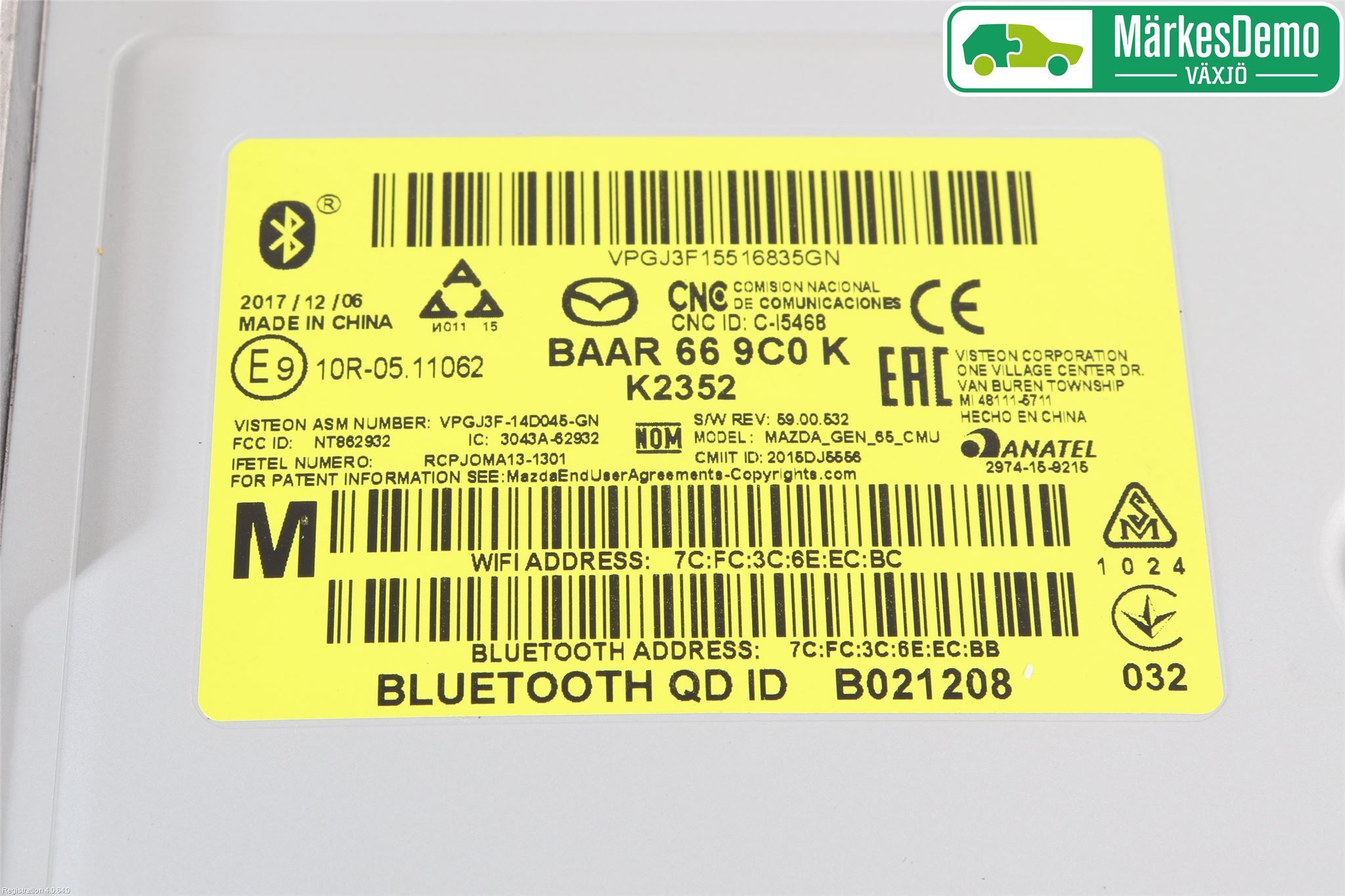Mazda 6 13- Stereo Radio Med Cd
