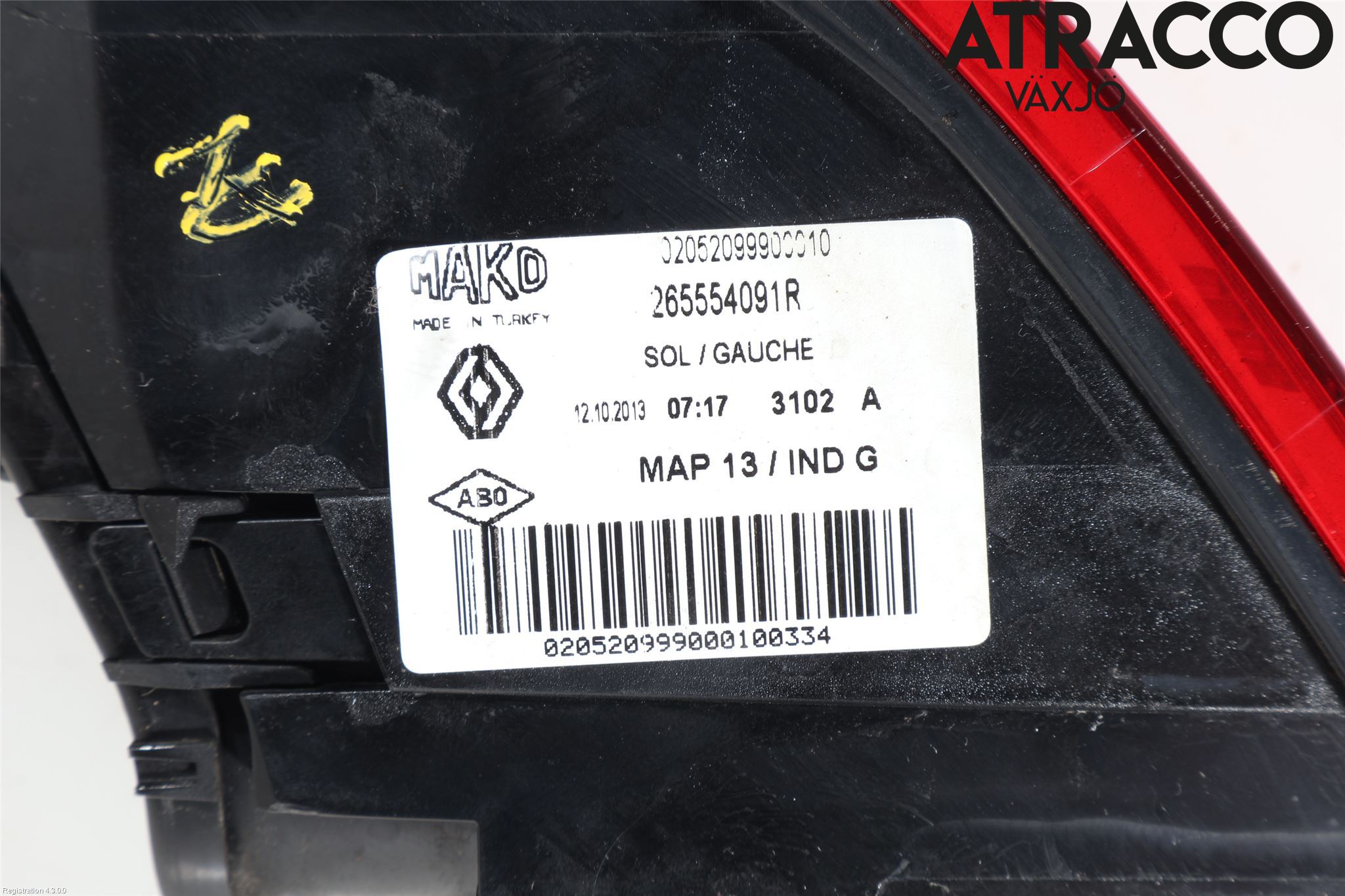Renault CLIO IV 12-16 Baklykt Venstre
