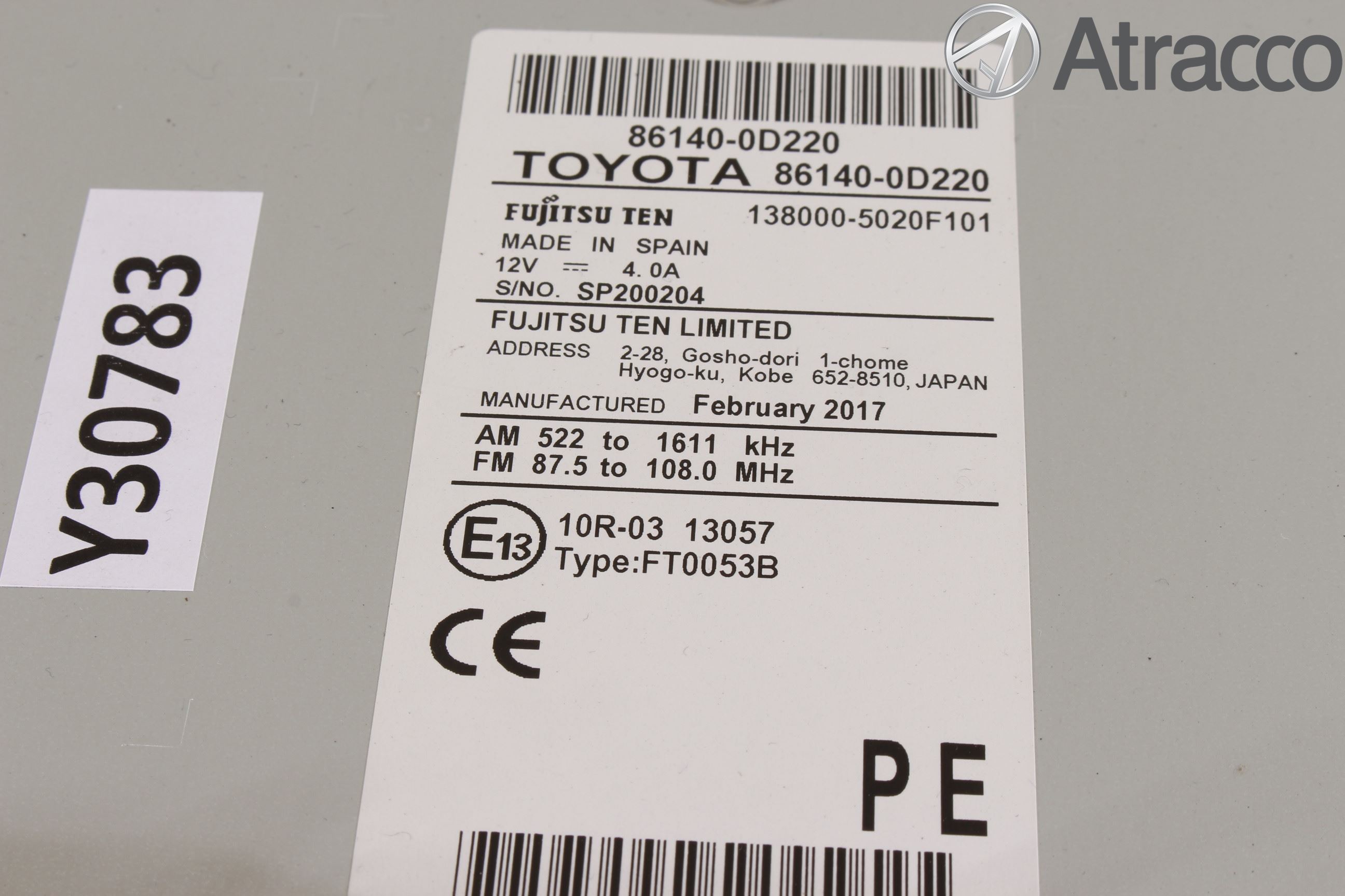 Toyota YARIS XP130 15-20 Stereo Radio Med Cd