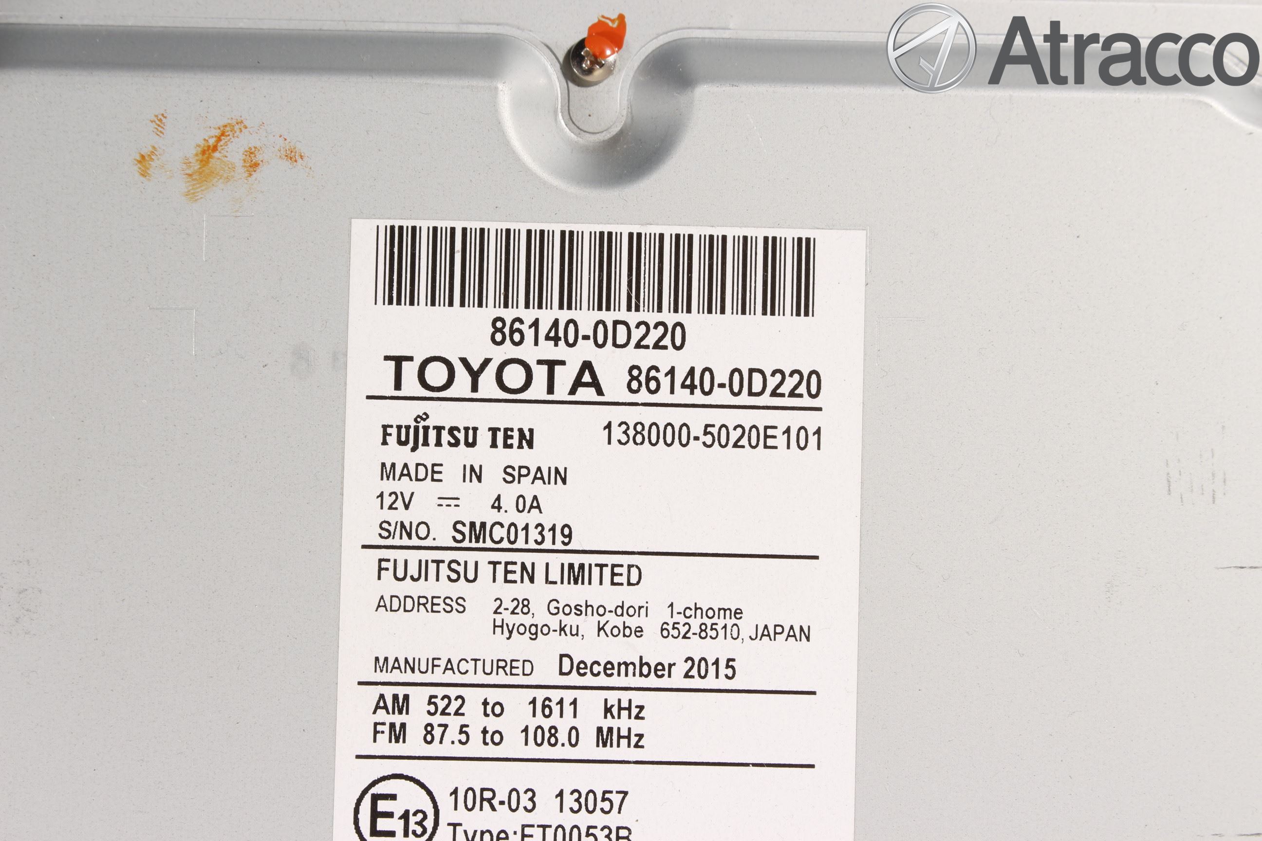 Toyota YARIS XP130 15-20 Stereo Radio Med Cd