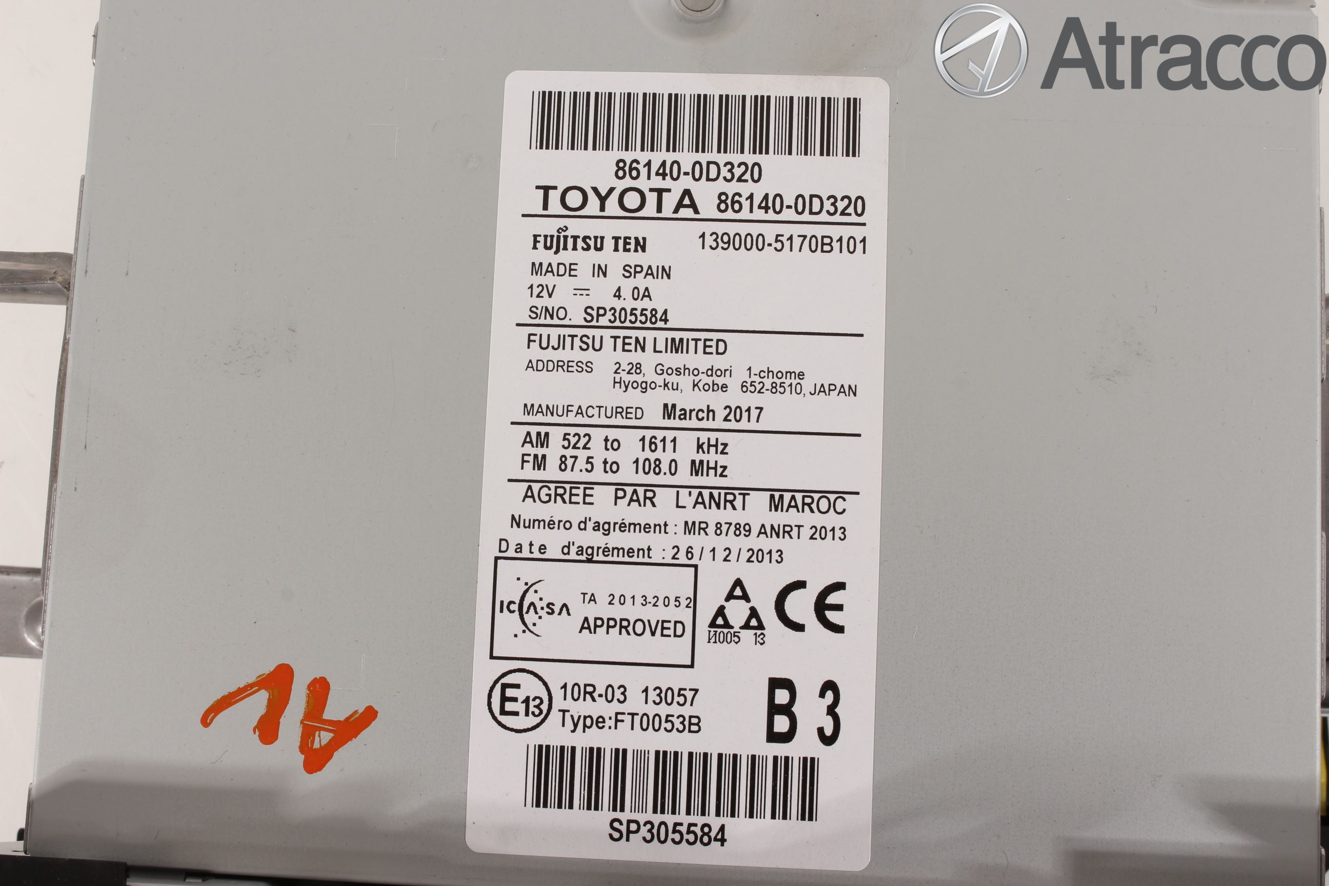 Toyota YARIS XP130 15-20 Stereo Radio Med Cd