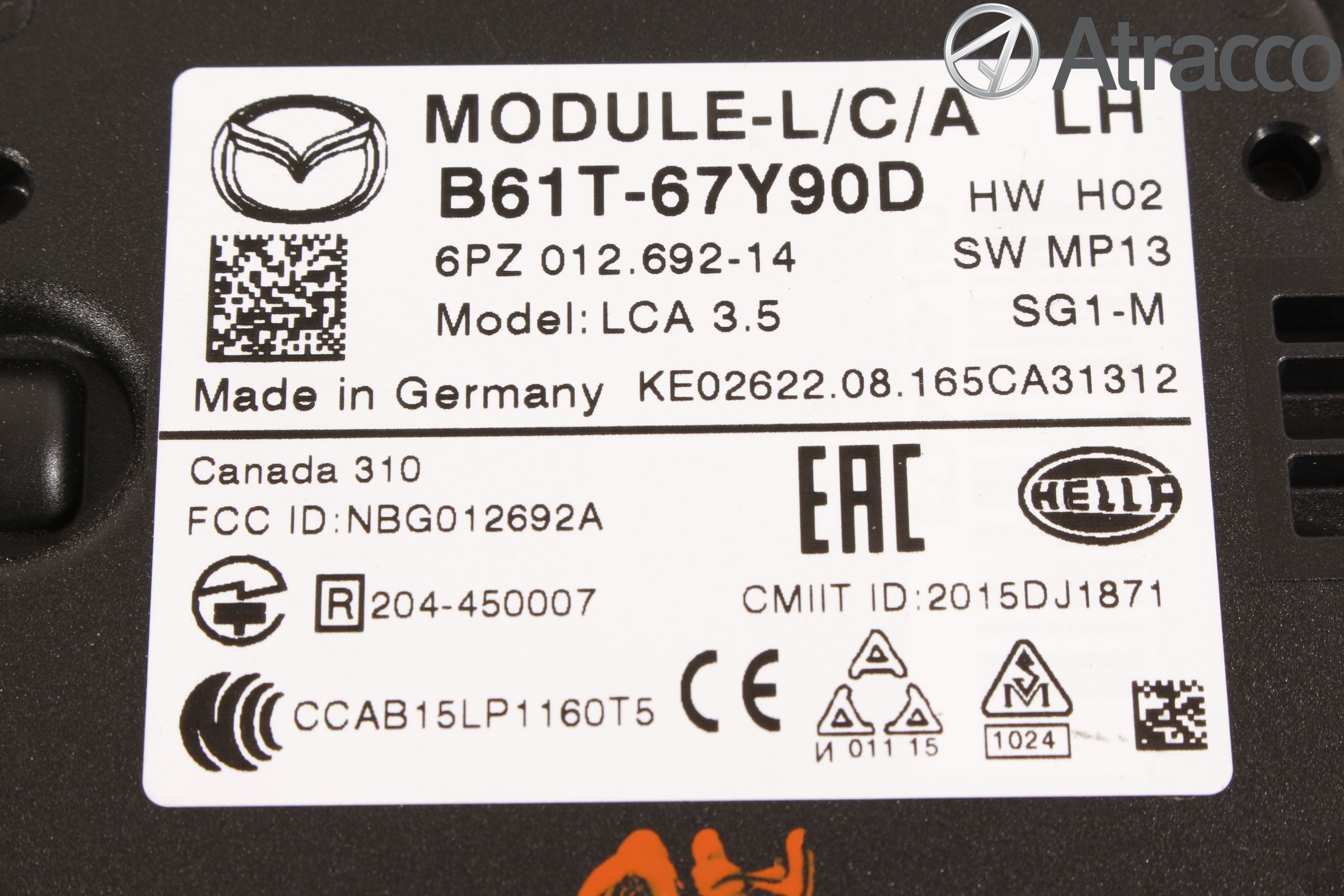 Mazda 3 III 14-19 Sensor Kollisjonsbeskyttelse