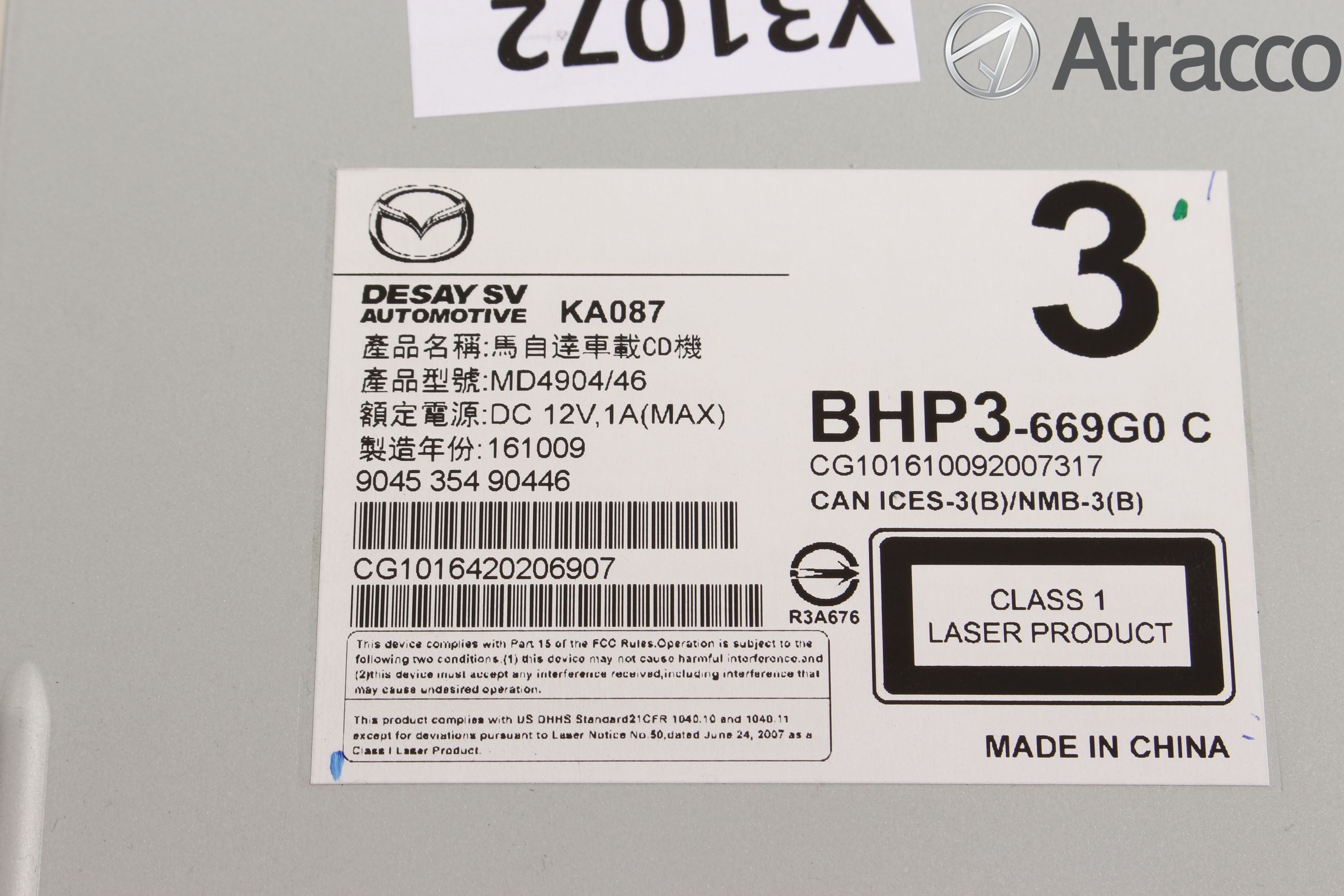 Mazda 3 III 14-19 Stereo Radio Med Cd