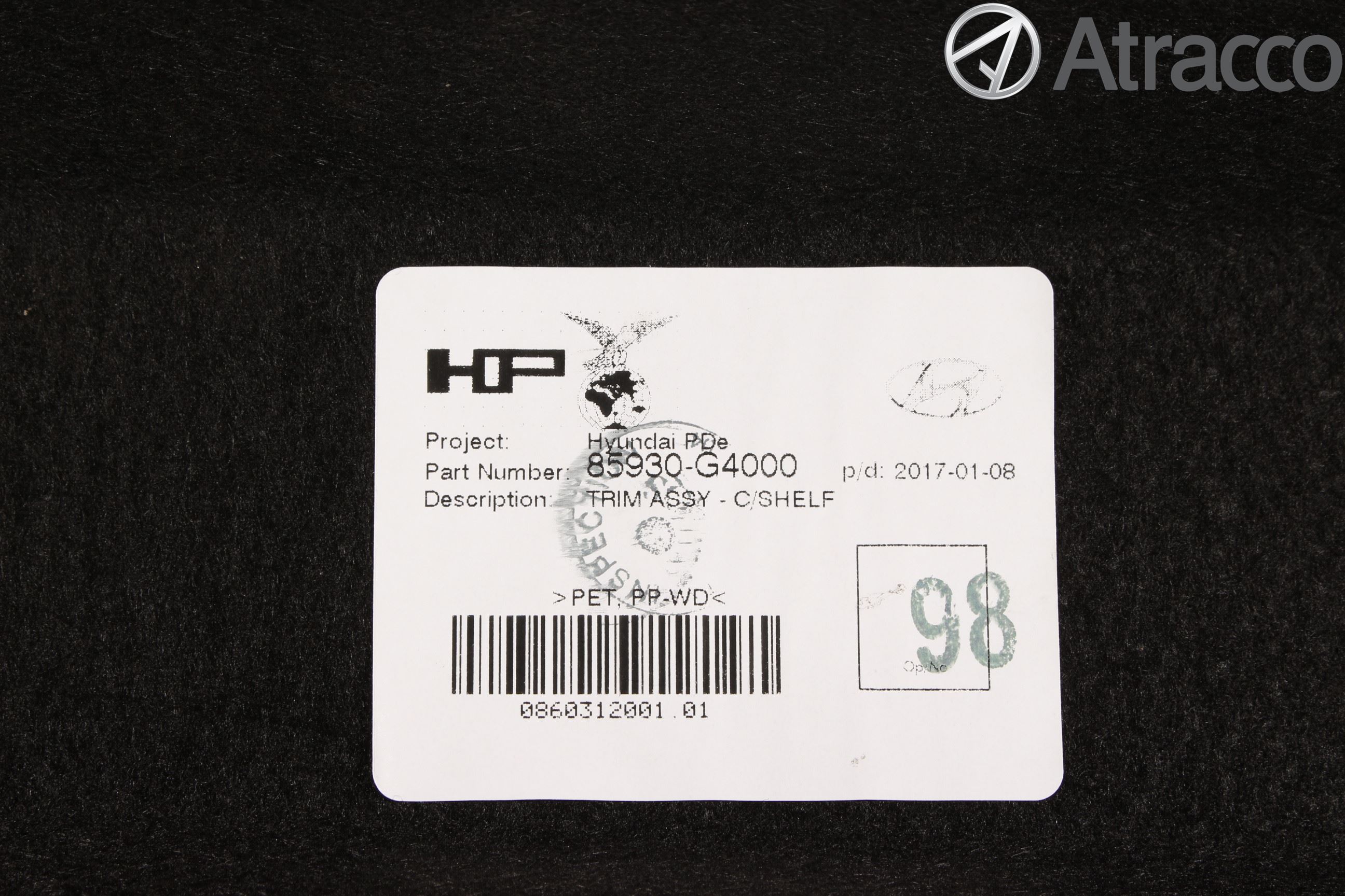 Hyundai i30 PD 17- Innr Hattehylle