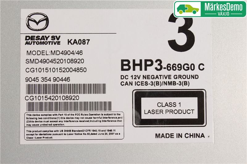 Mazda 3 III 14-19 Stereo Radio Med Cd