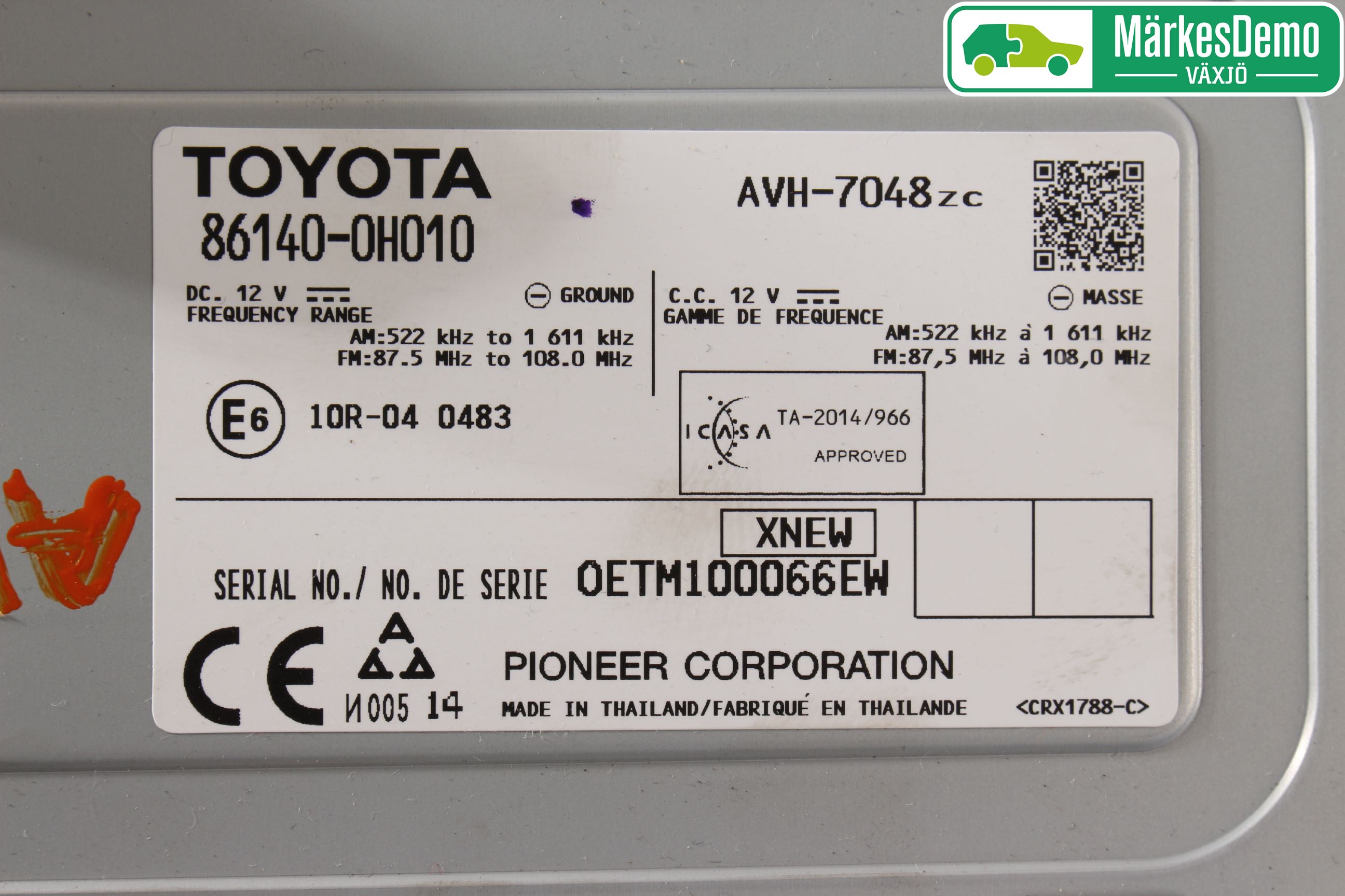 Toyota AYGO 15-21 Stereo Radio Med Cd