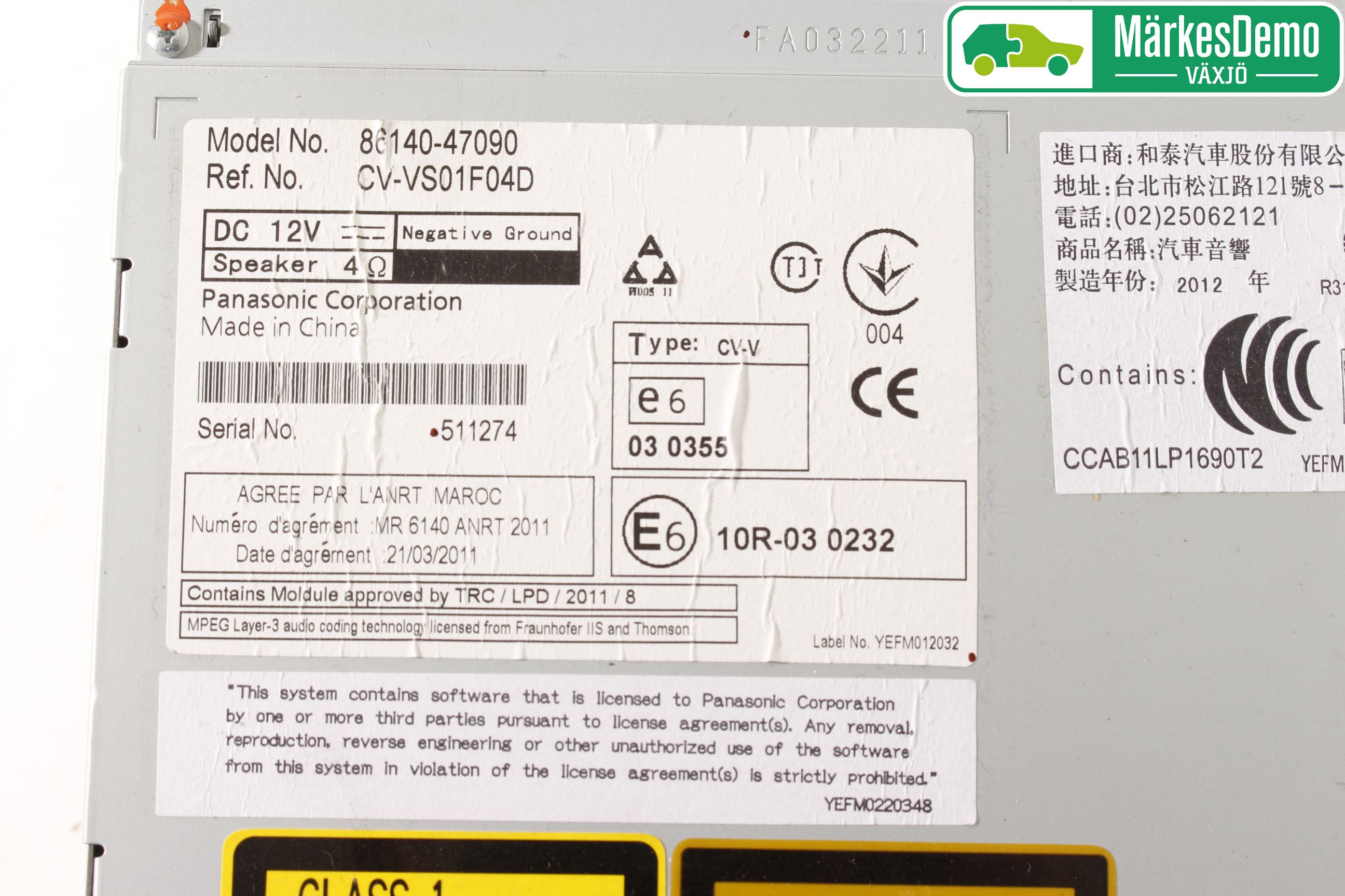 Toyota PRIUS ZVW30 09-20 Stereo Radio Med Cd