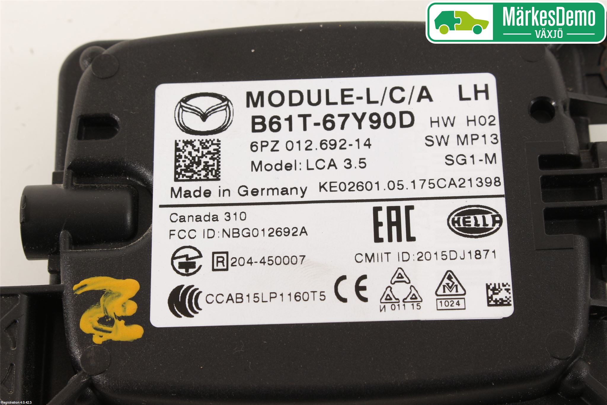 Mazda 3 III 14-19 Sensor Kollisjonsbeskyttelse