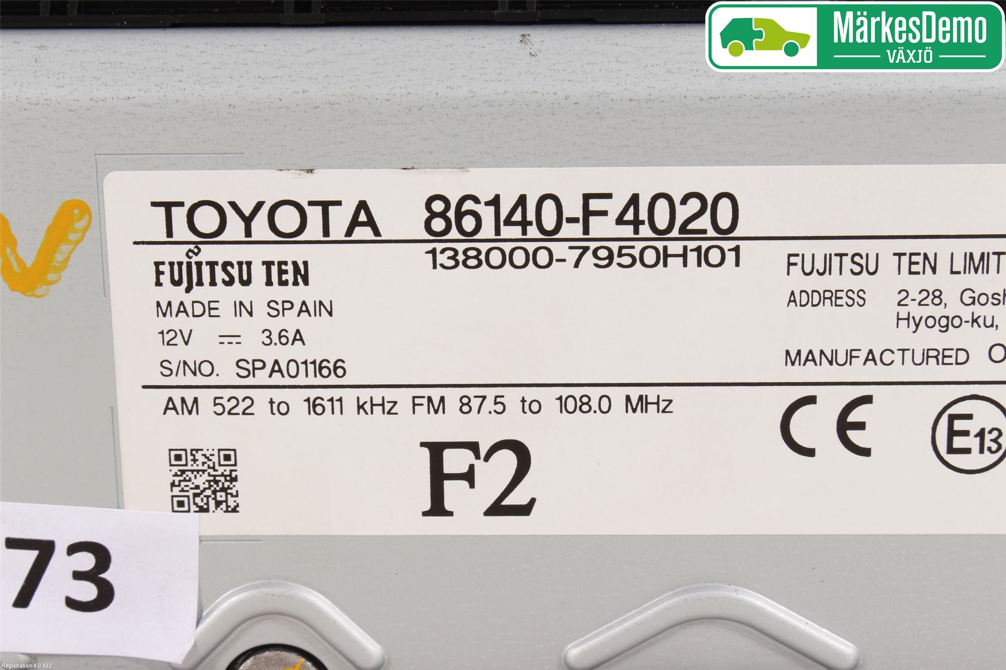Toyota C-HR 16-23 Stereo Radio Med Cd