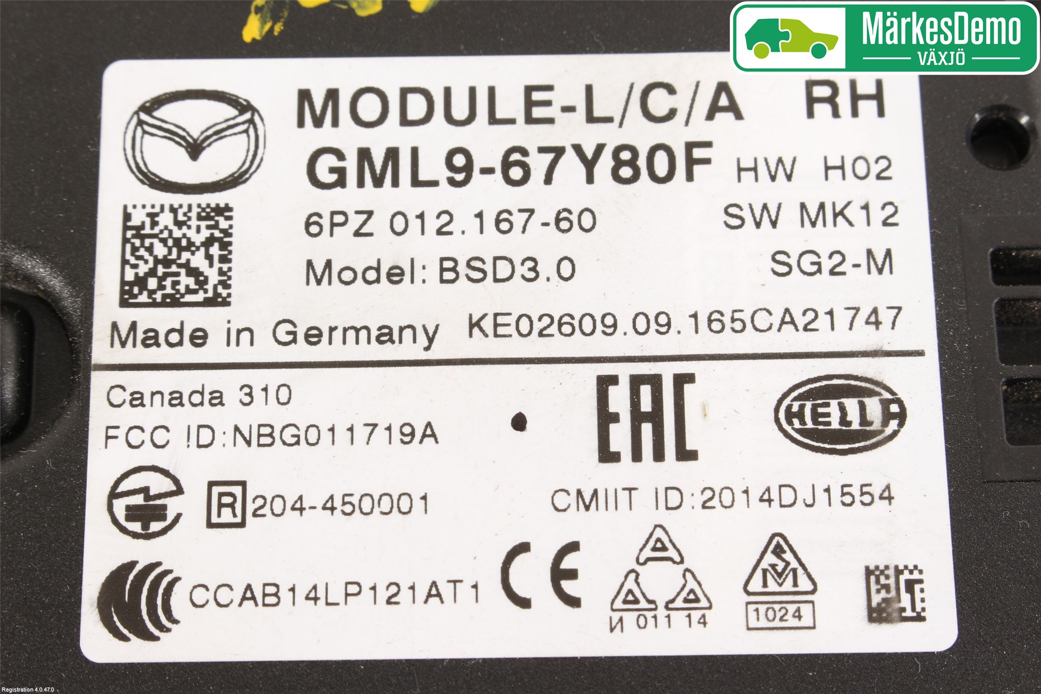 Mazda 6 13- Sensor Kollisjonsbeskyttelse