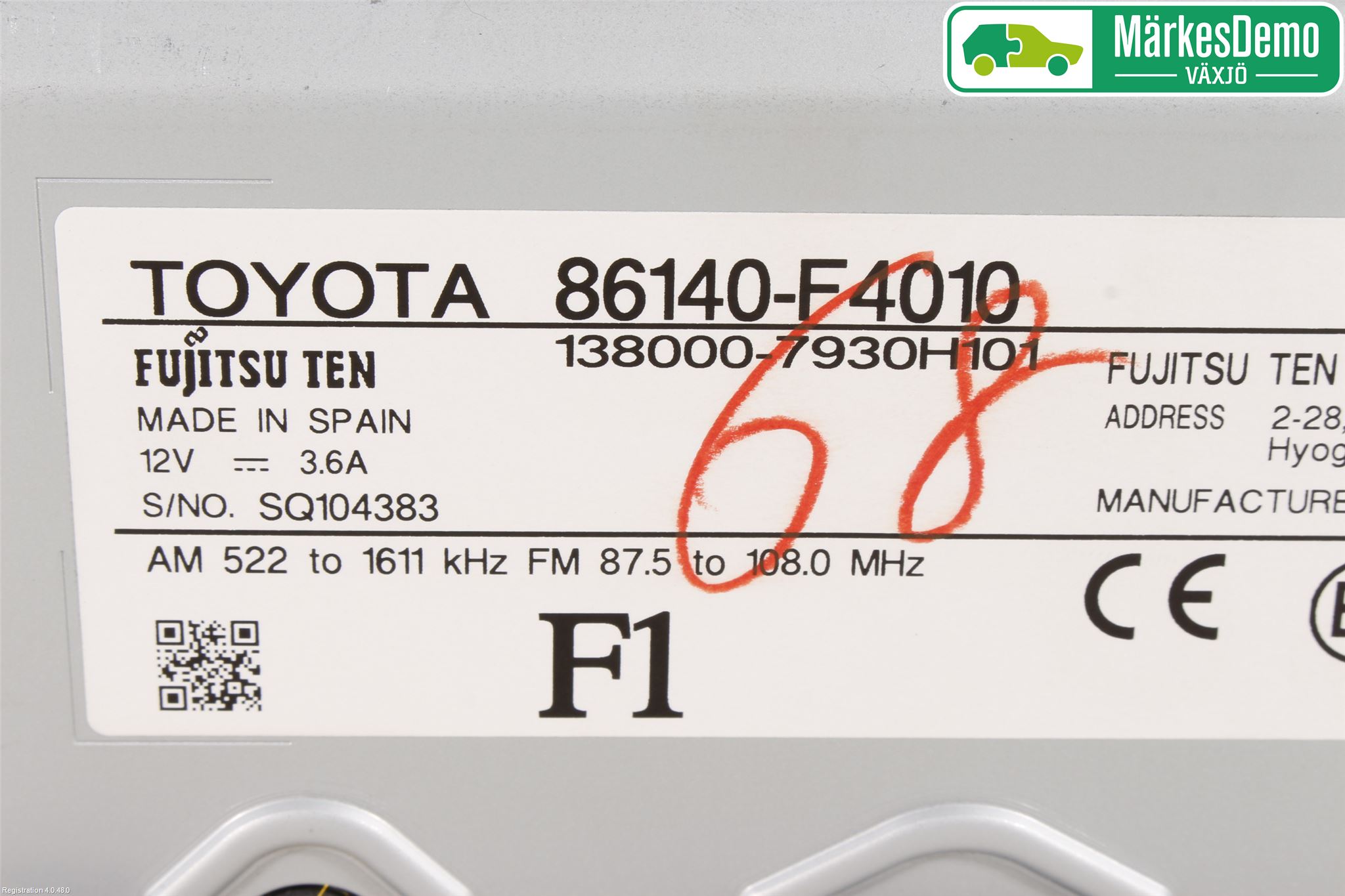 Toyota C-HR 16-23 Stereo Radio Med Cd