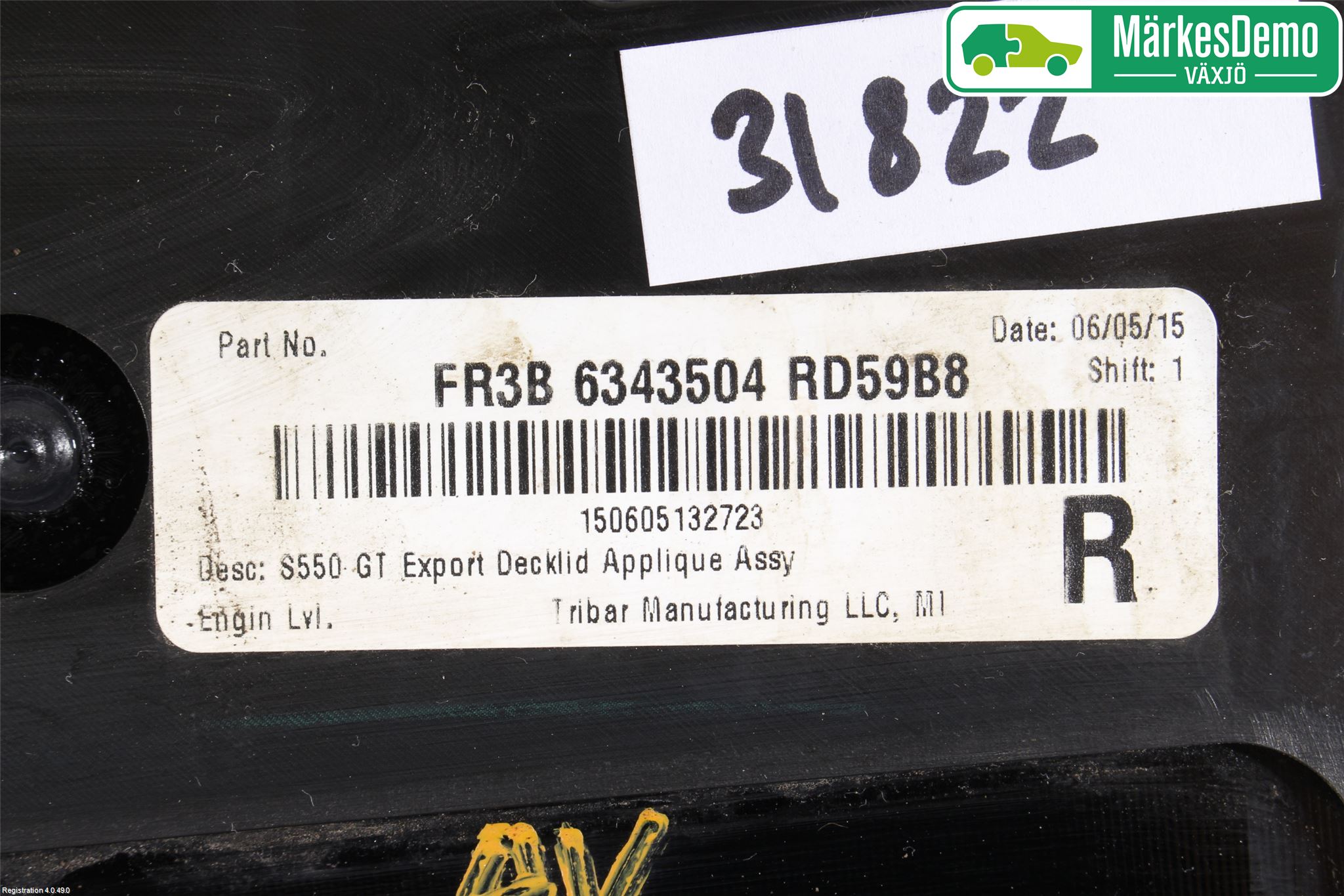 Ford MUSTANG VI 15-22 Refleksplate - Skiltplate
