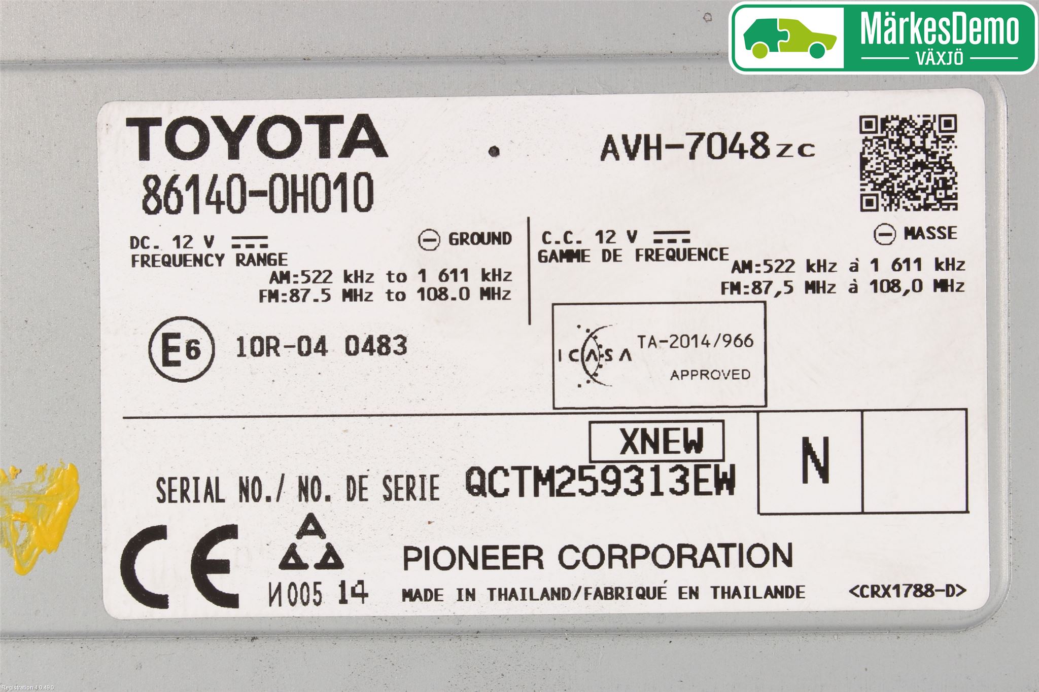 Toyota AYGO 15-21 Stereo Radio Med Cd