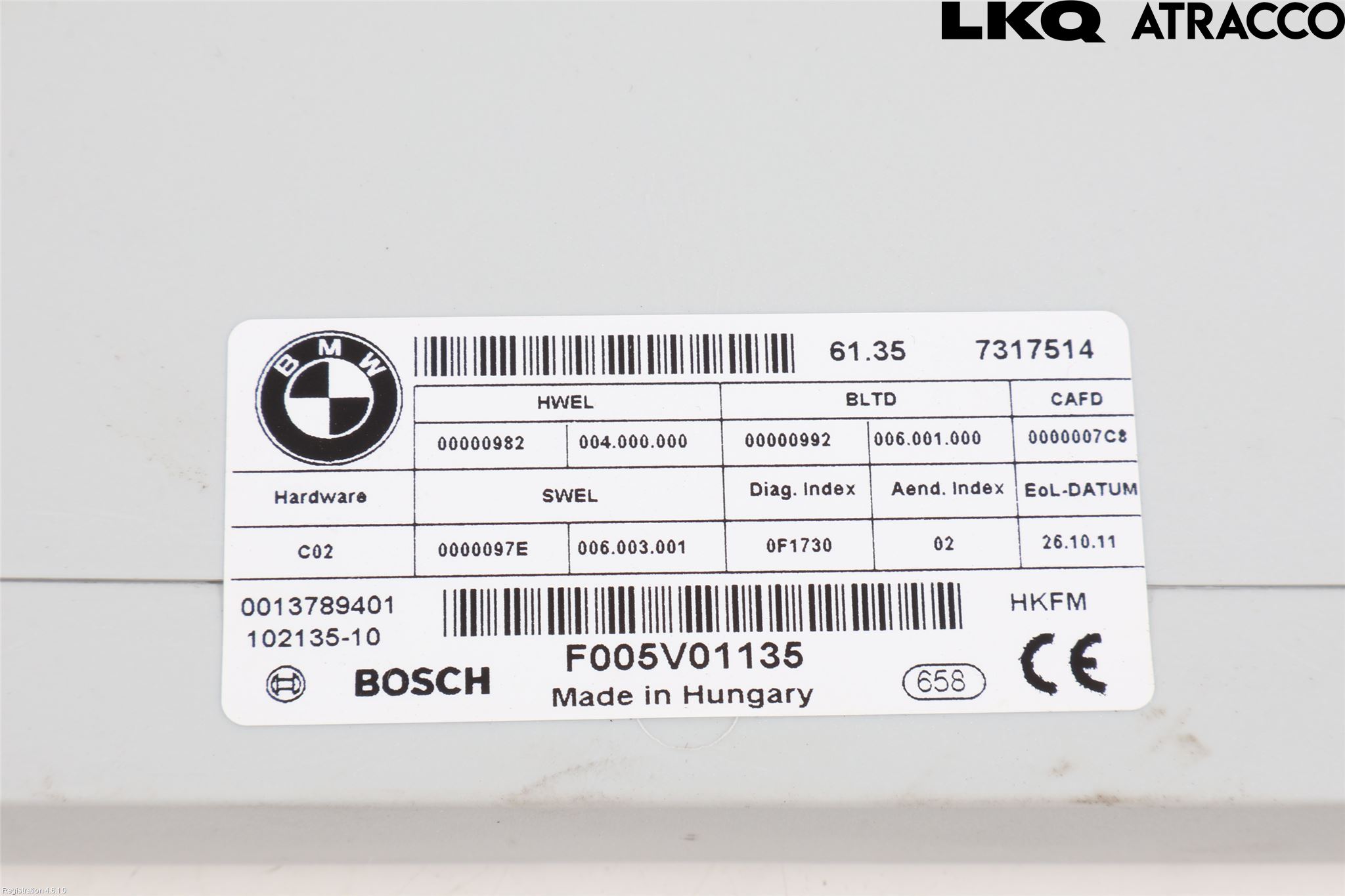 BMW 5 F10/F11/F18 09-17 Styreenhet Øvrig