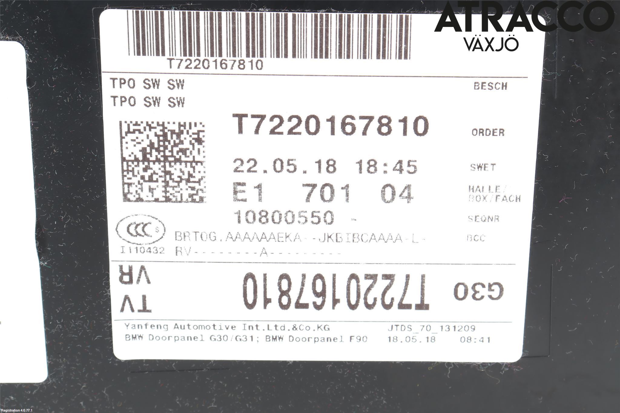 BMW 5 G30/G31/F90 17-23 Innr Dørtrekk Høyre