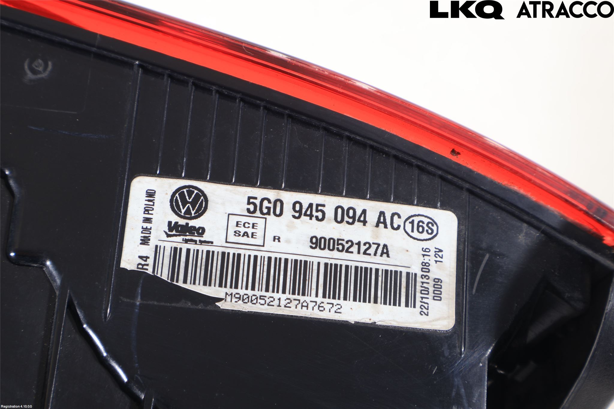 Volkswagen VW GOLF / E-GOLF VII 13-20 Baklykt Høyre  På Luke(Indre)