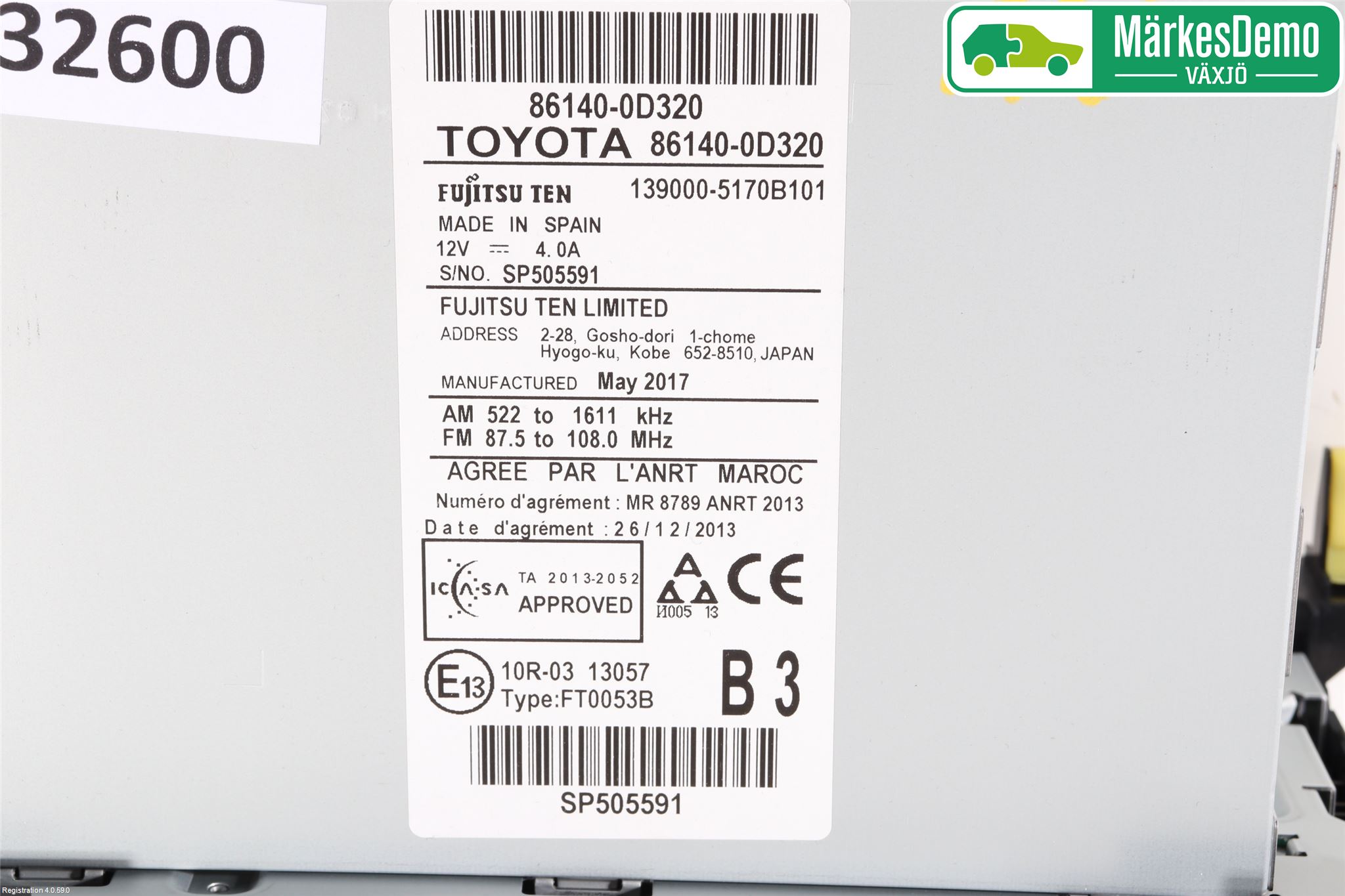 Toyota YARIS XP130 15-20 Stereo Radio Med Cd
