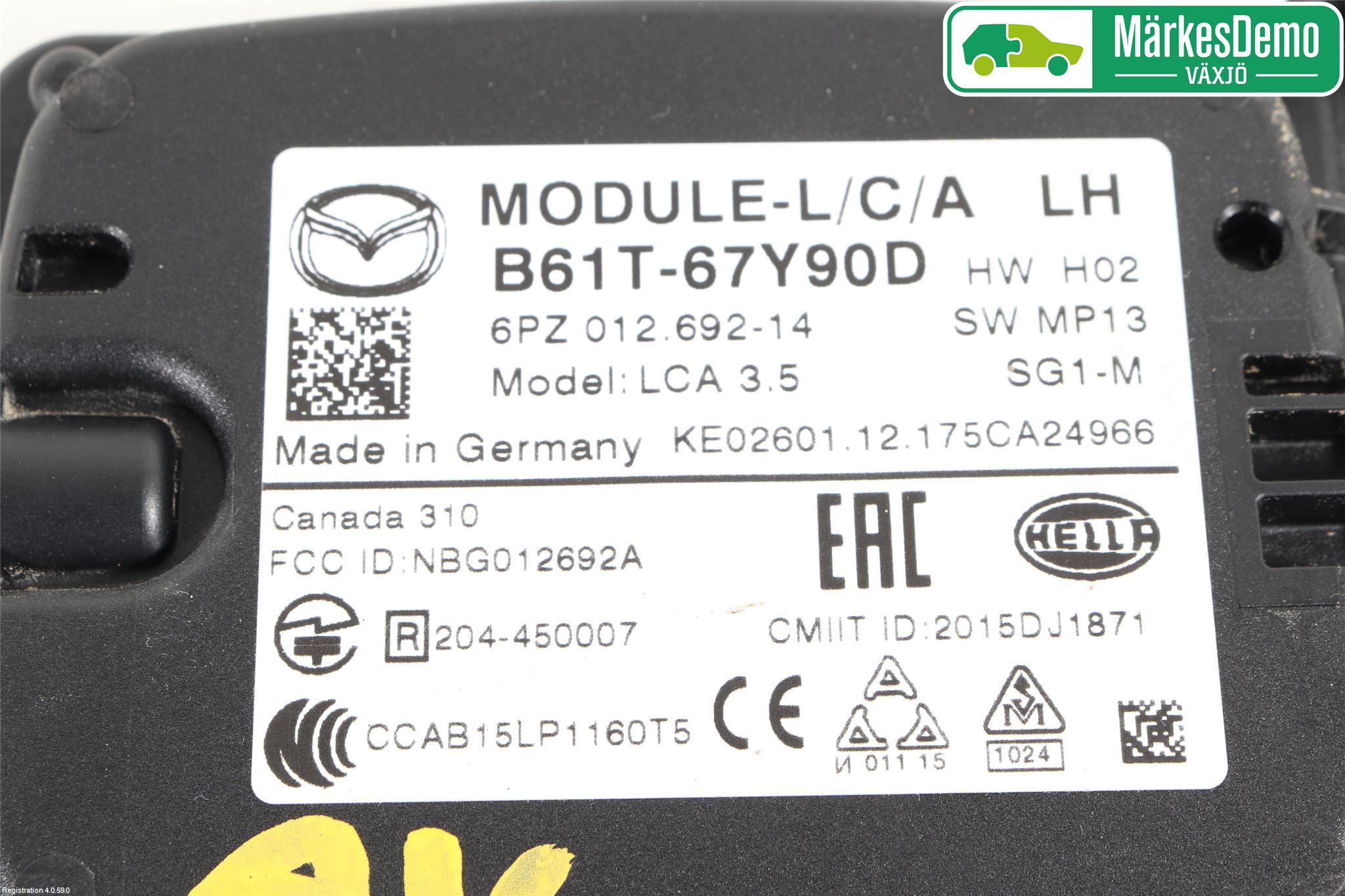 Mazda 3 III 14-19 Sensor Kollisjonsbeskyttelse