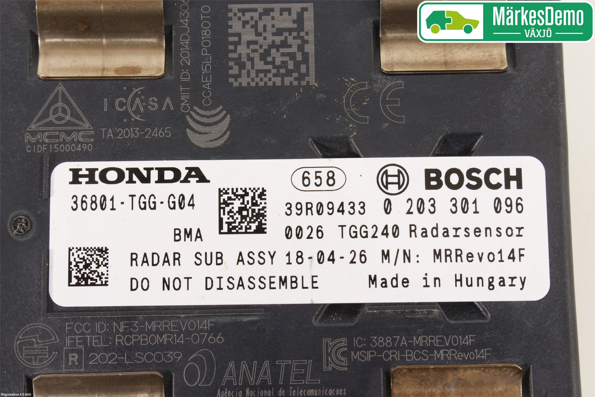 Honda CIVIC 17-22 Sensor Kollisjonsbeskyttelse